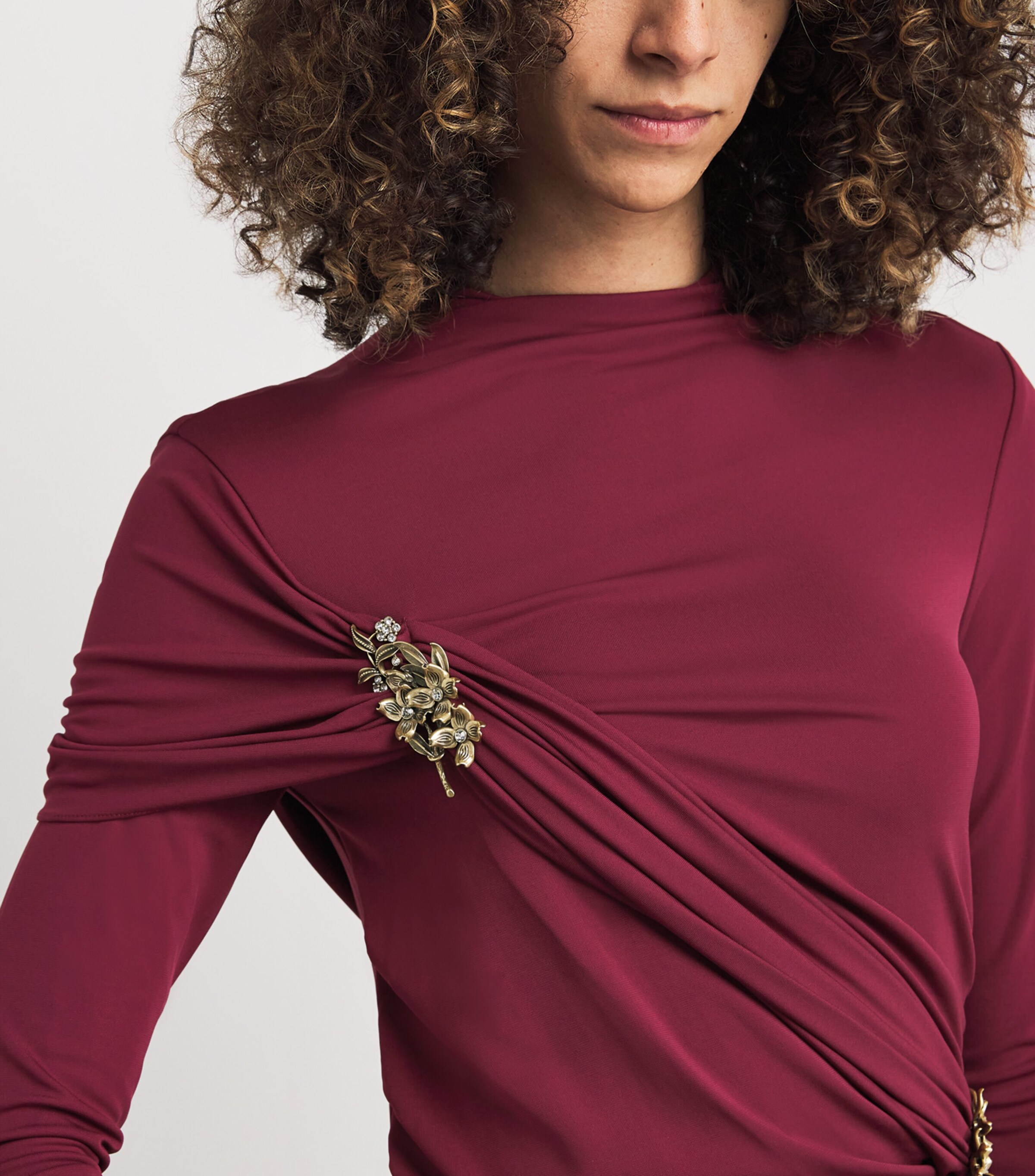 Draped Embellished Izadora Maxi Dress CRANBERRY Image 6