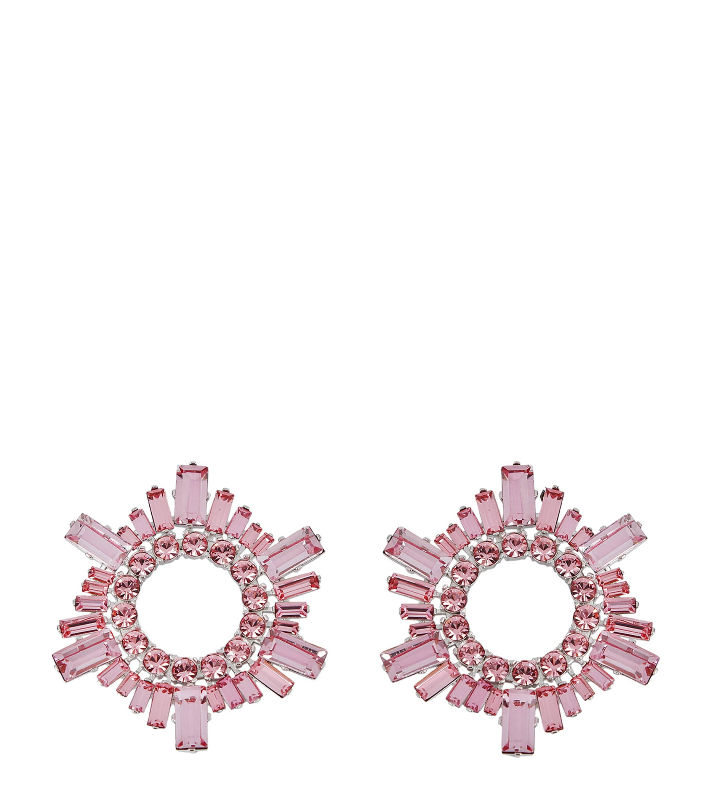 Shop Amina Muaddi Mini Begum Crystal-embellished Earrings In Pink