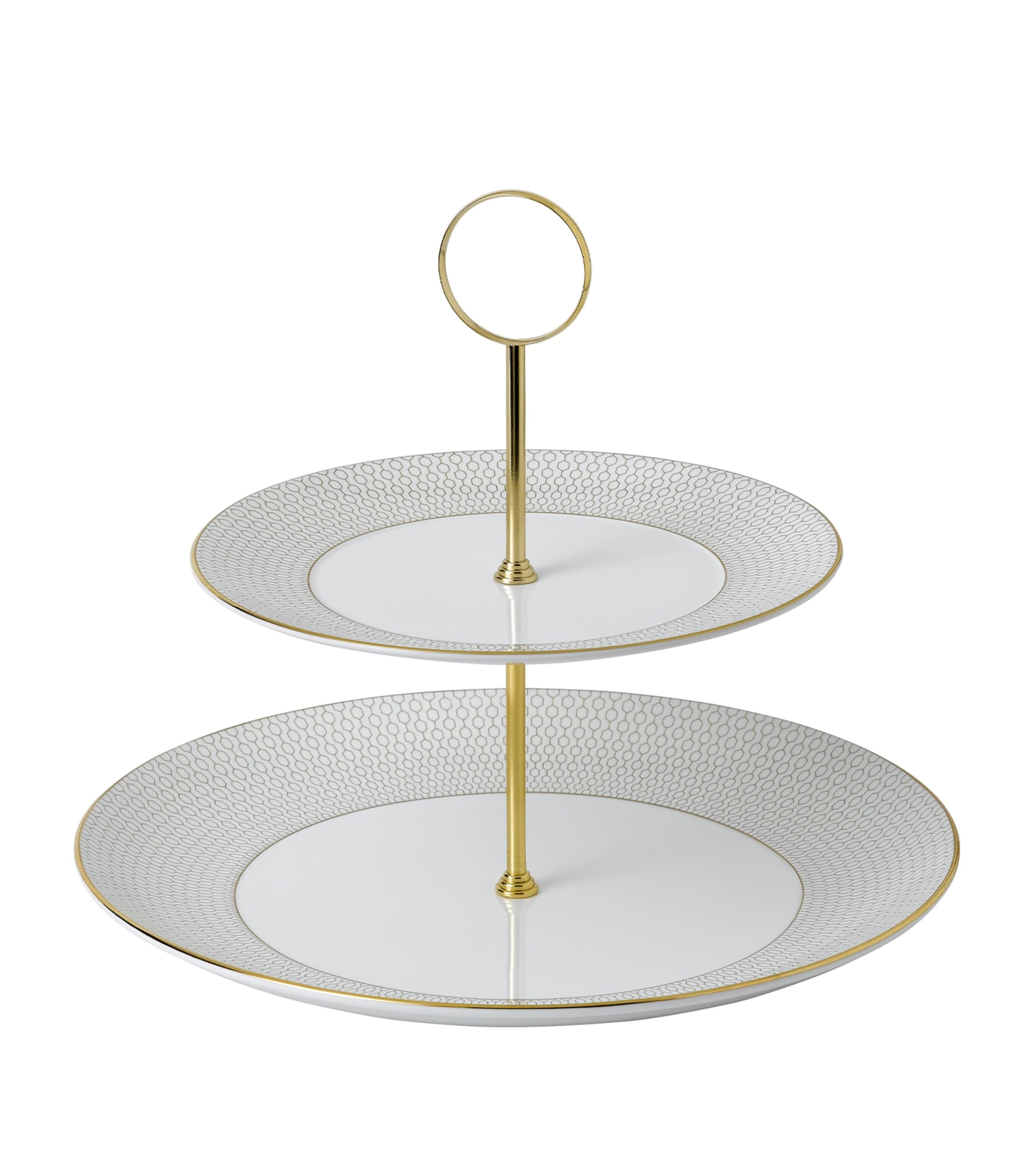 Wedgwood Gio Gold 2-tier Cake Stand In White