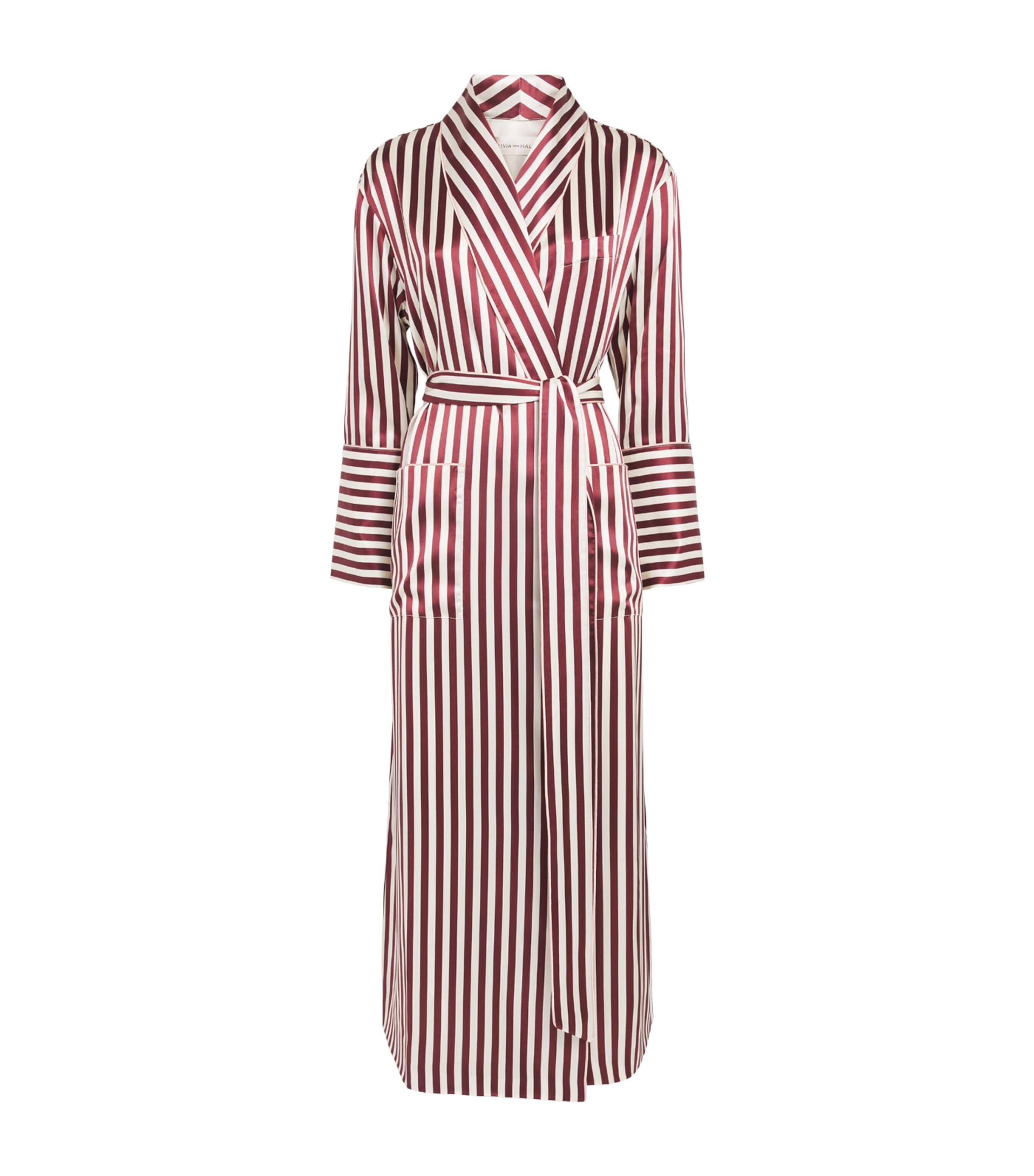 Olivia von Halle Womens Silk Capability Stripe Robe Soren Image 1