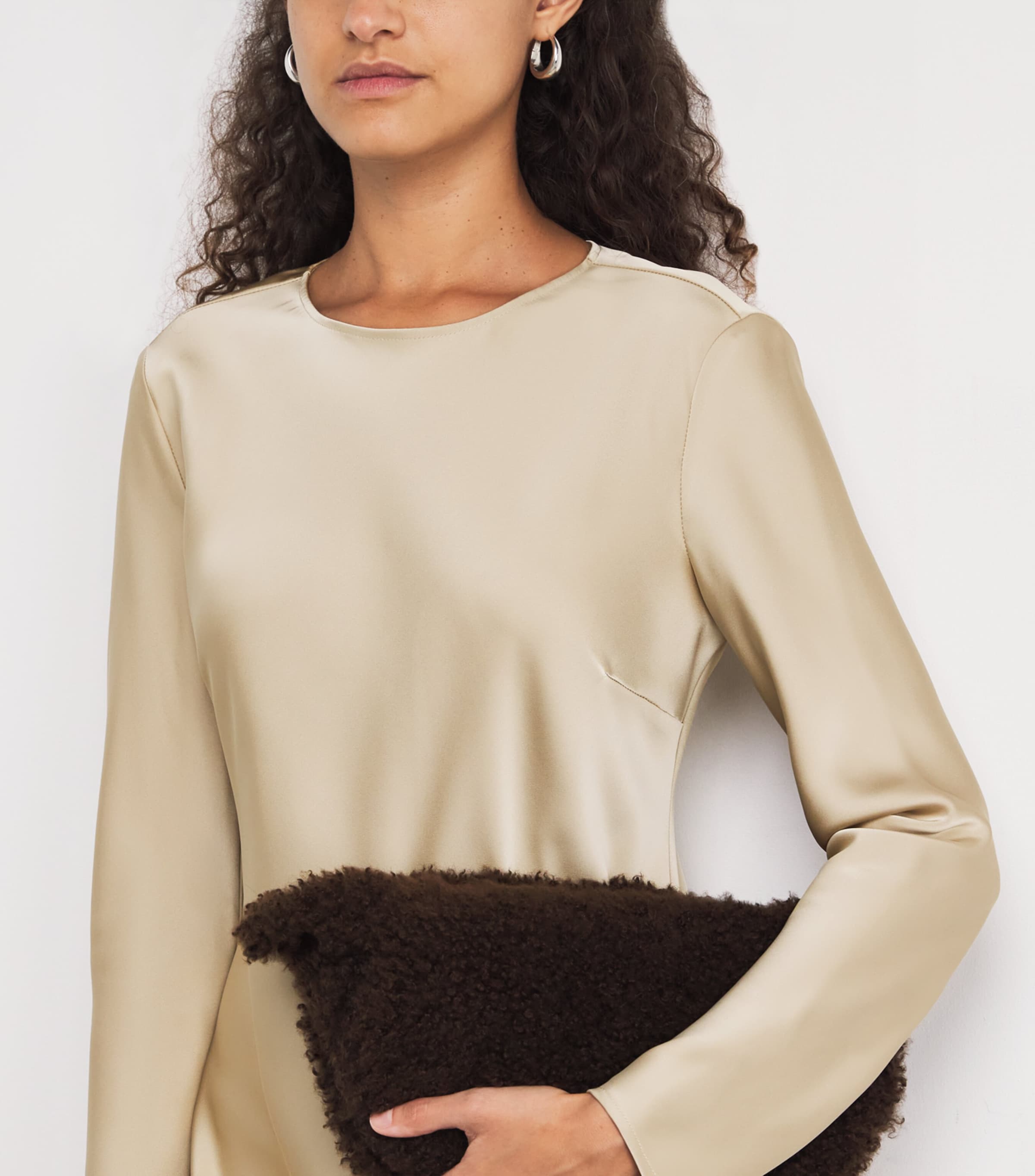 Satin Midi Dress BEIGE Image 6