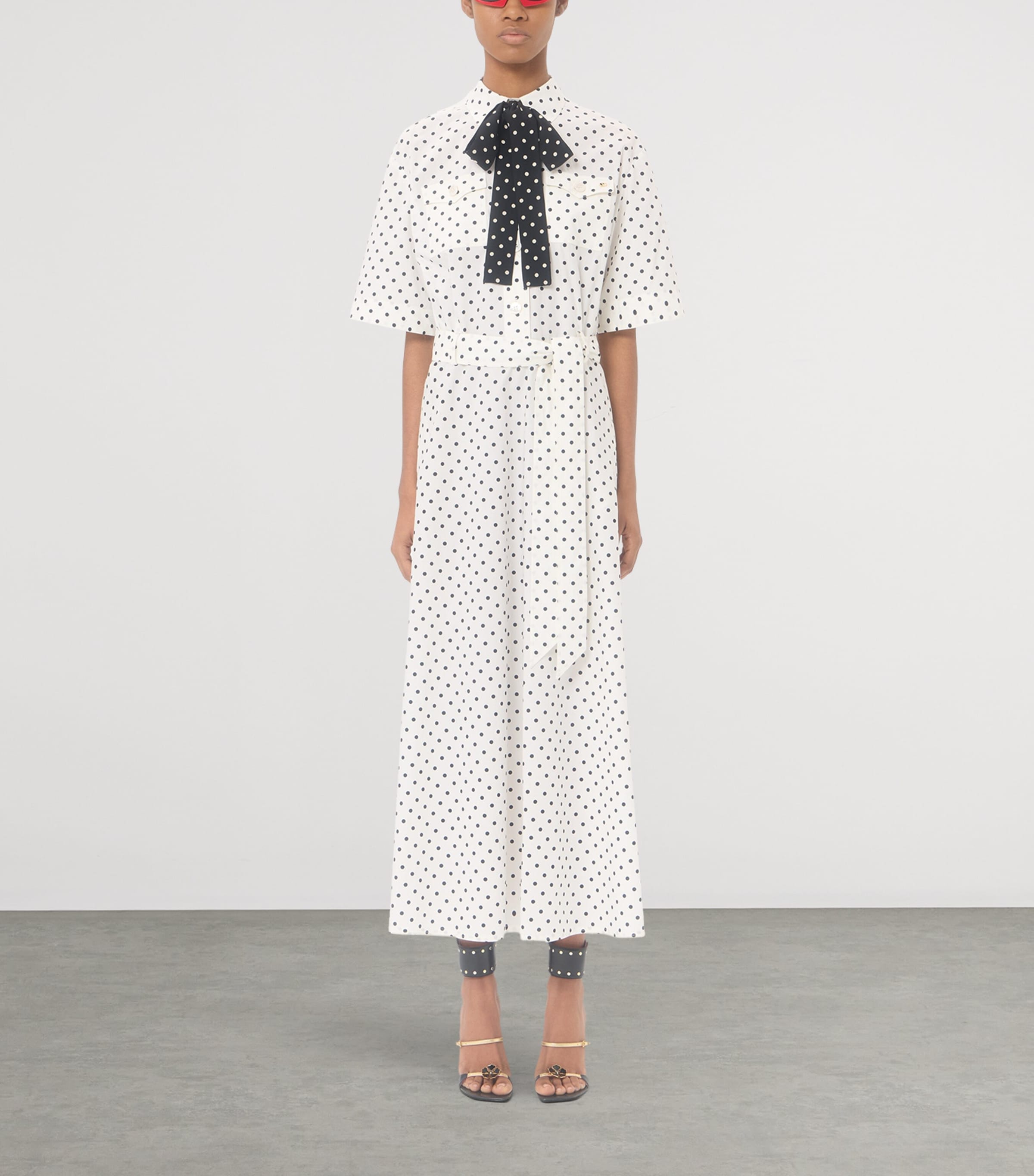 Valentino Womens Cotton Polka-Dot Midi Dress Image 3