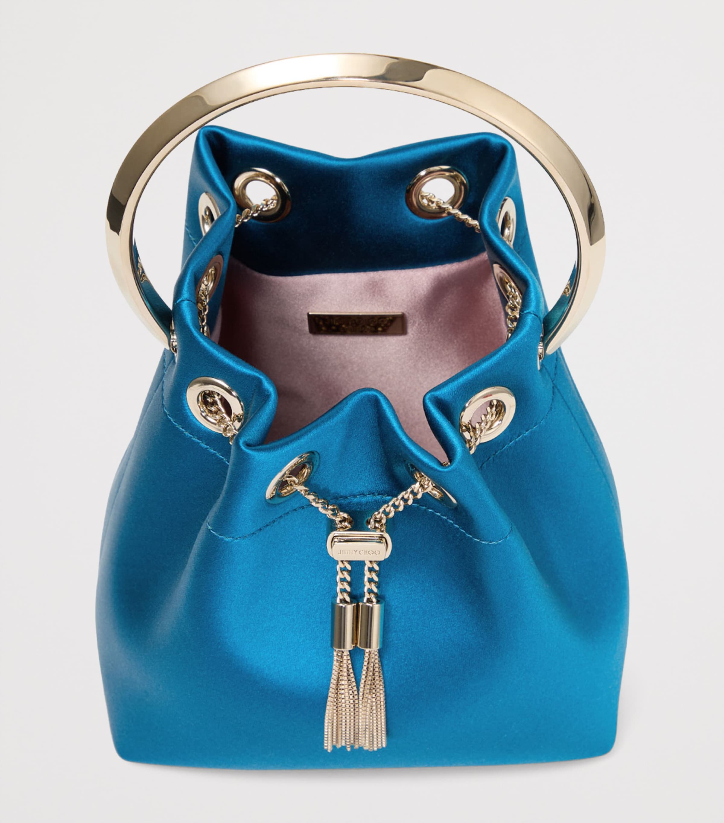Jimmy Choo Satin Bon Bon Top-Handle Bag Lagoon/light Gold Image 4
