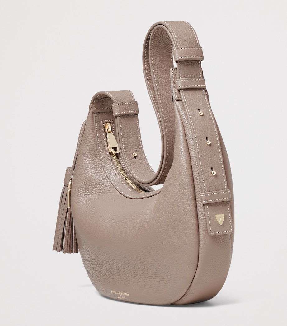 Aspinal Of London Small Leather Soho Crescent Shoulder Bag Moleskin Image 3