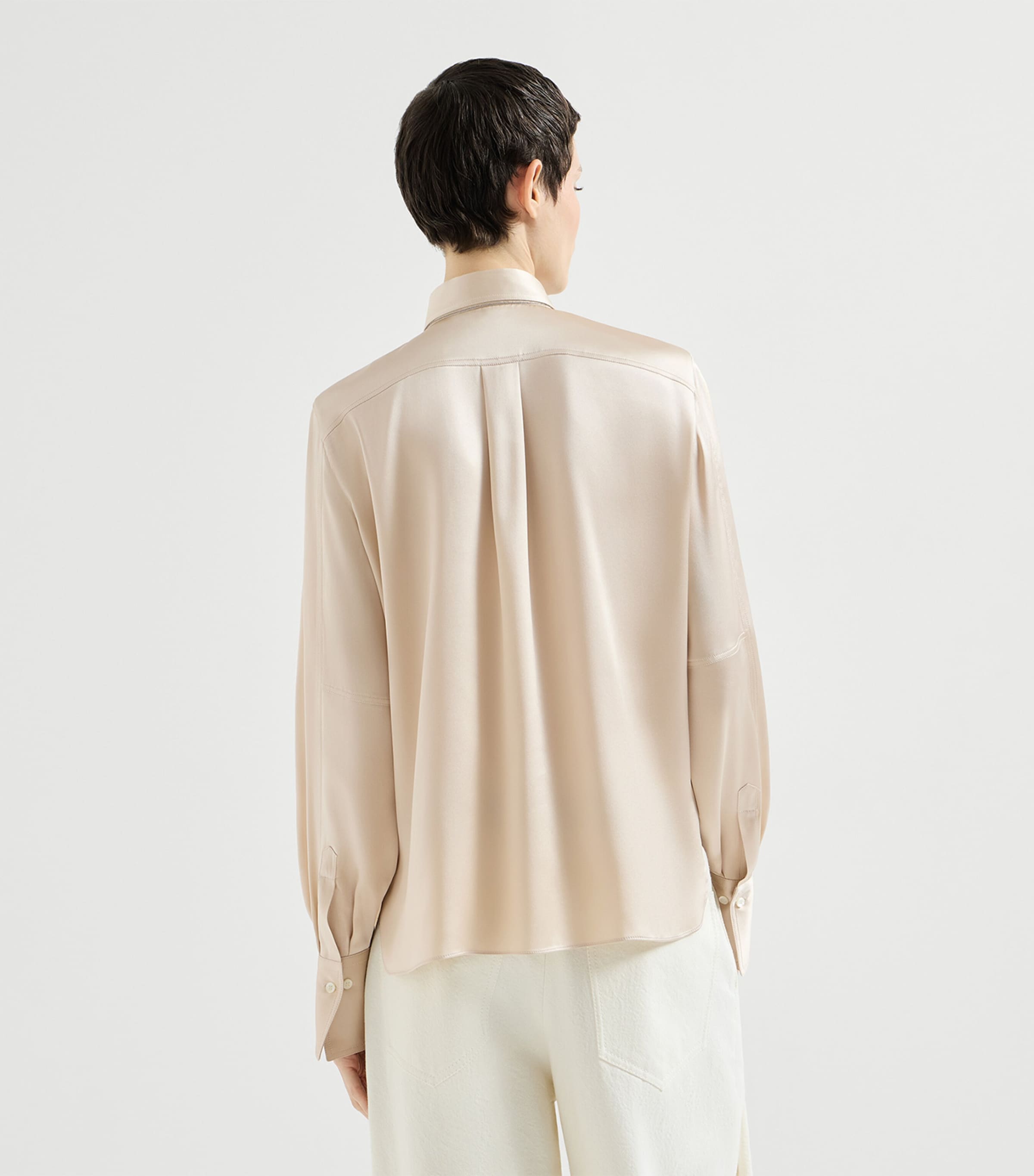 Brunello Cucinelli Womens Stretch-Silk Satin Shirt Image 5