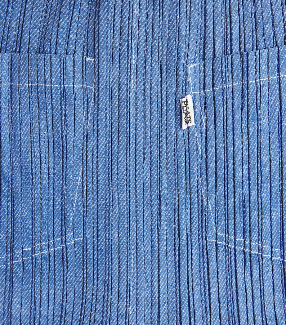 Pleats Please Issey Miyake Womens Cotton Denim Midi Skirt Blue Image 6