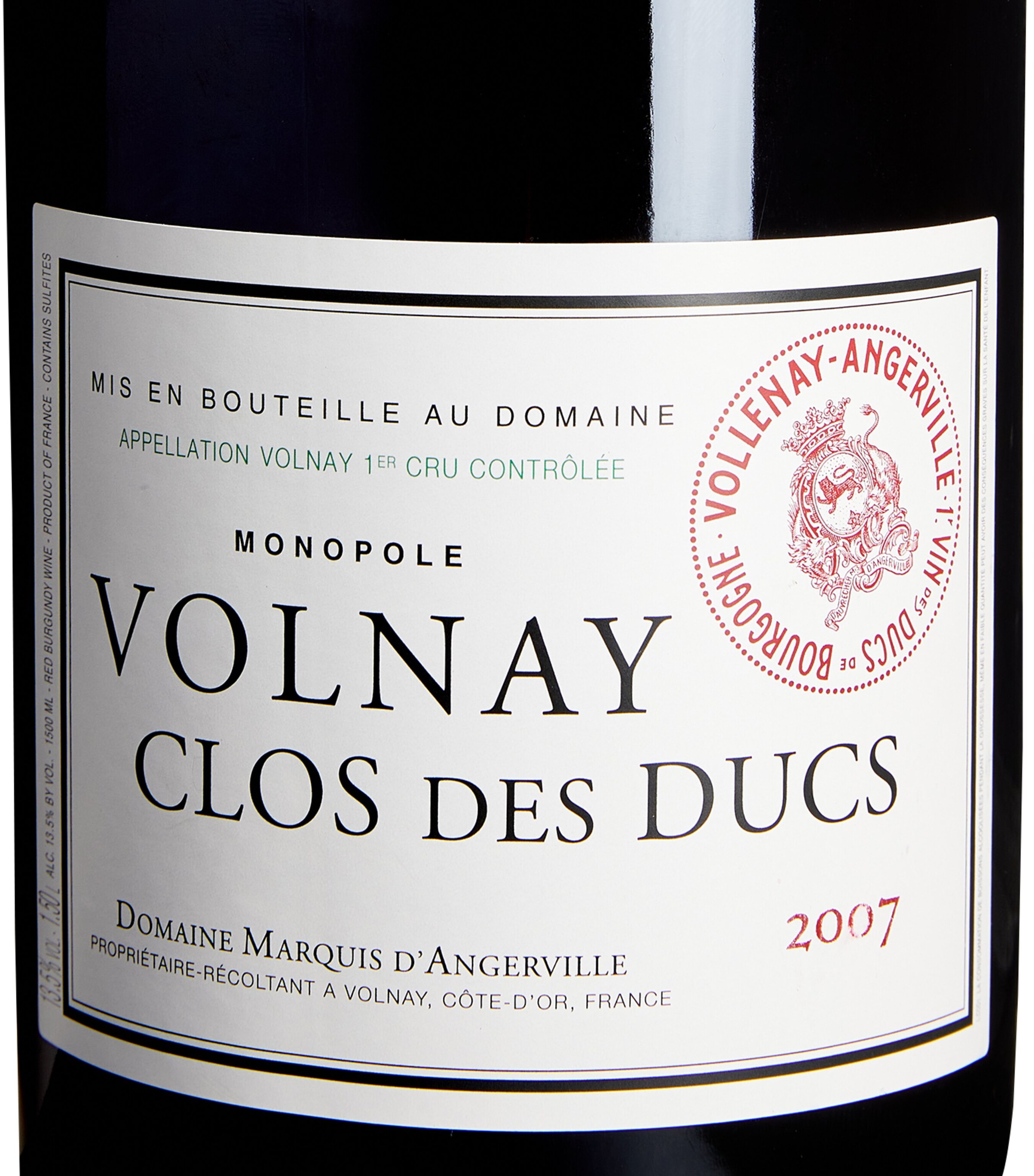 Domaine Marquis D'Angerville Clos des Ducs Volnay Premier Cru 2007 Magnum (1.5L) - Burgundy, France Image 2