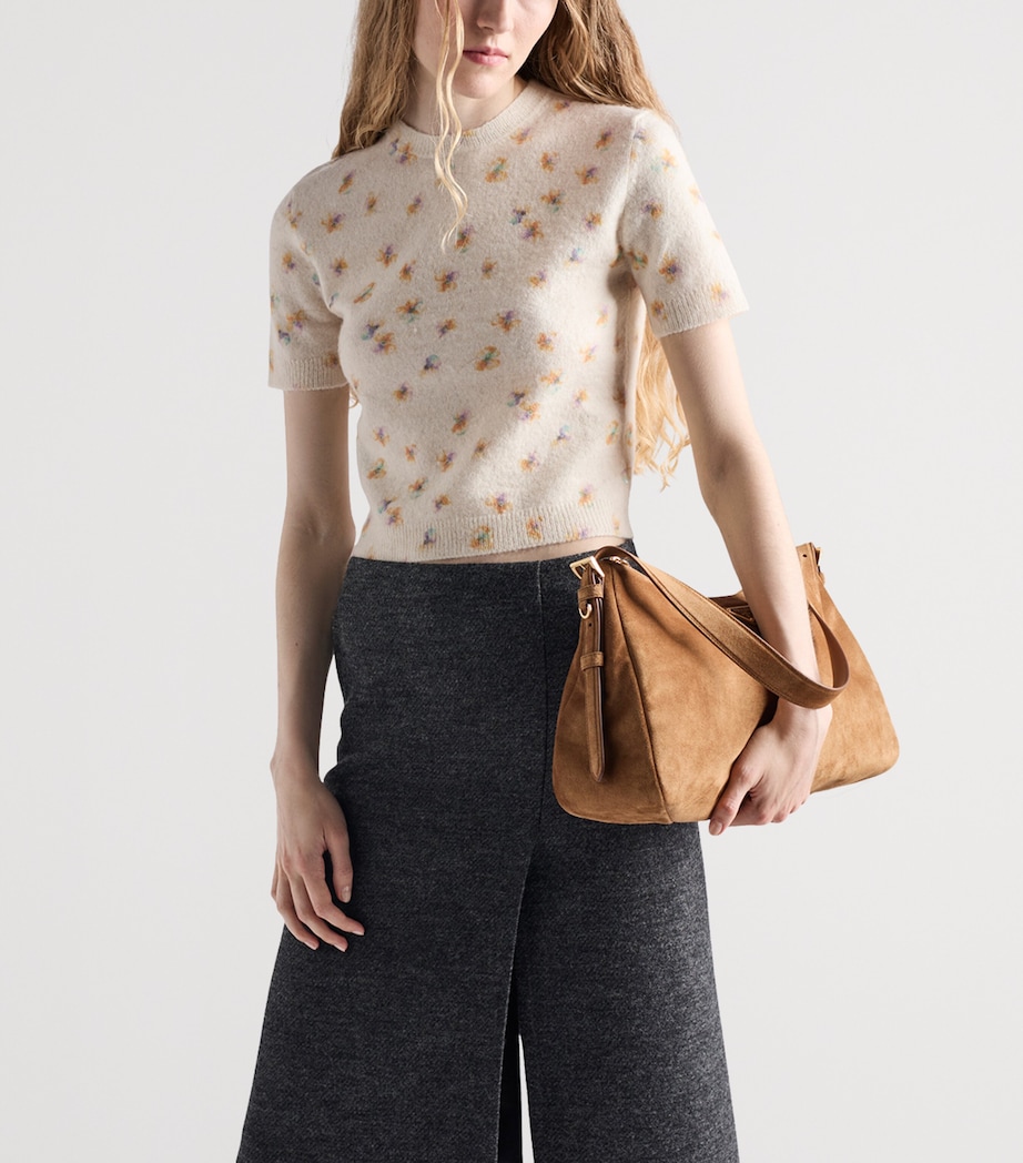 Wool Floral Short-Sleeve Sweater F0061 Image 6