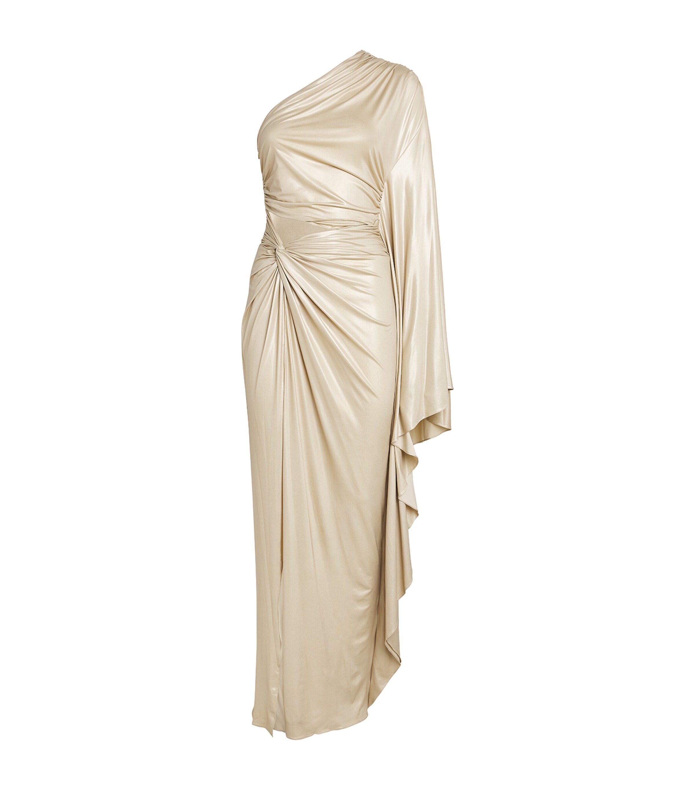 Lapointe Coated Jersey One Shoulder Gown In Beige