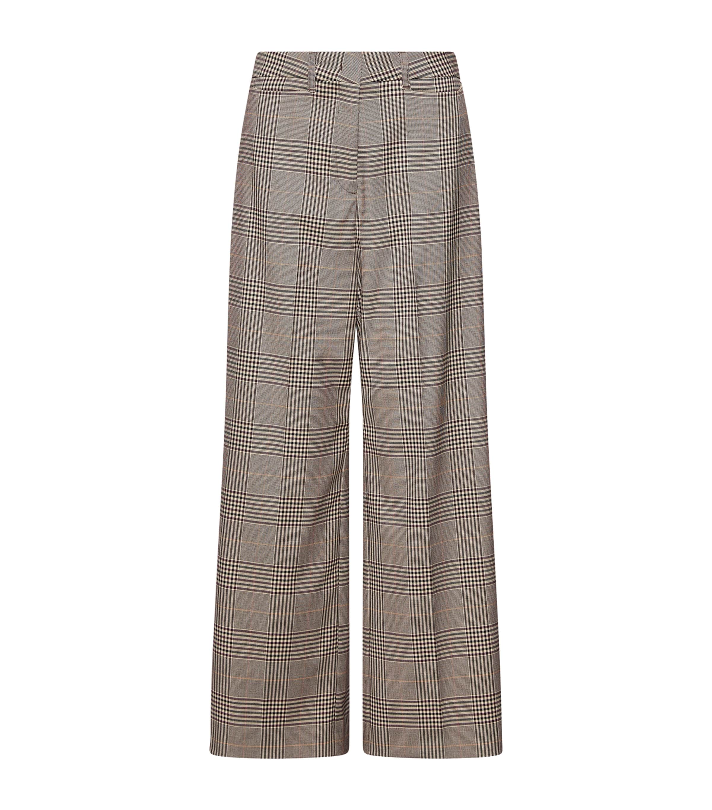 Marella Womens Check Relaxed Trousers Chocolate Image 1