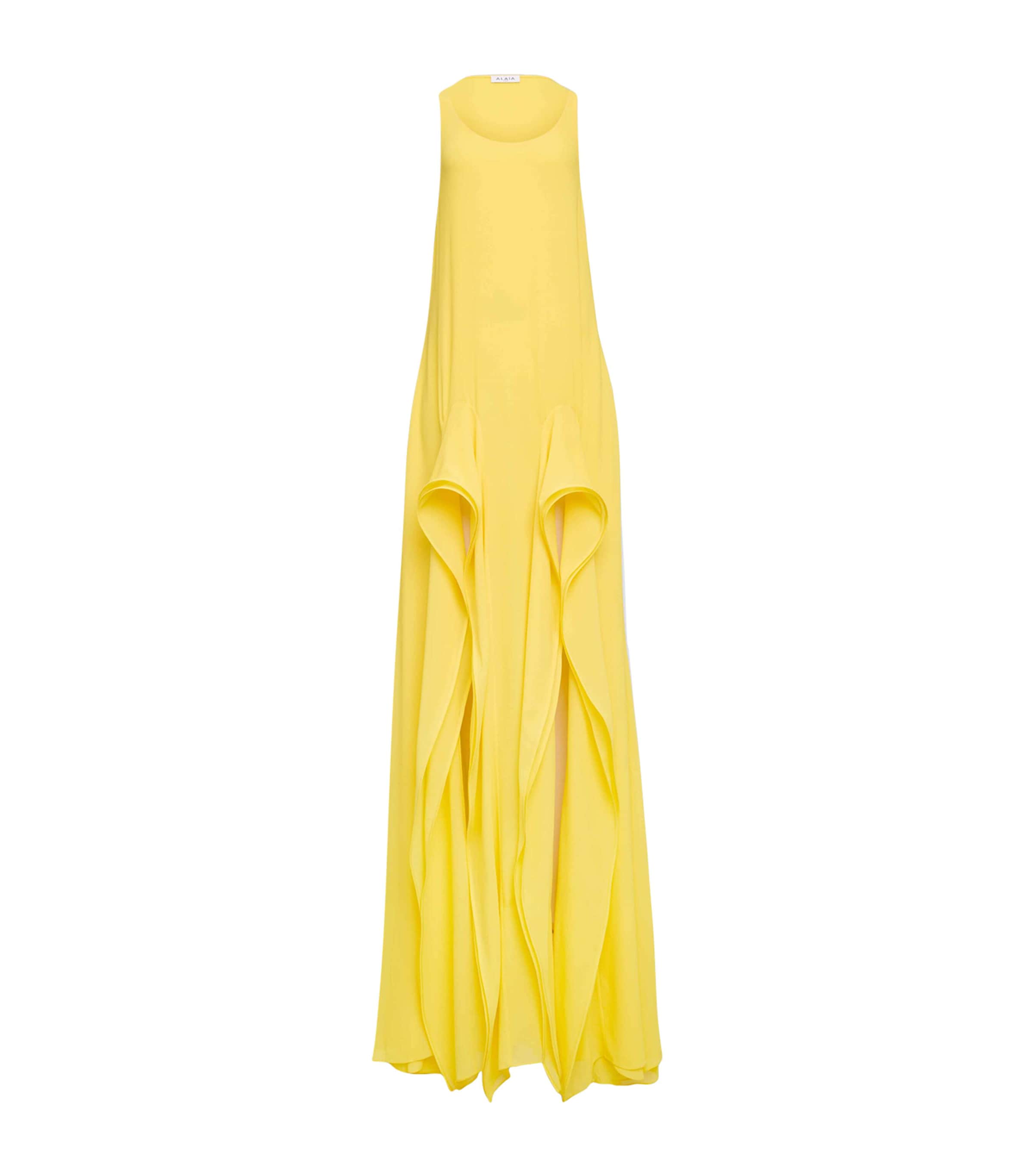 Alaïa Ruffled Maxi Dress In Yellow