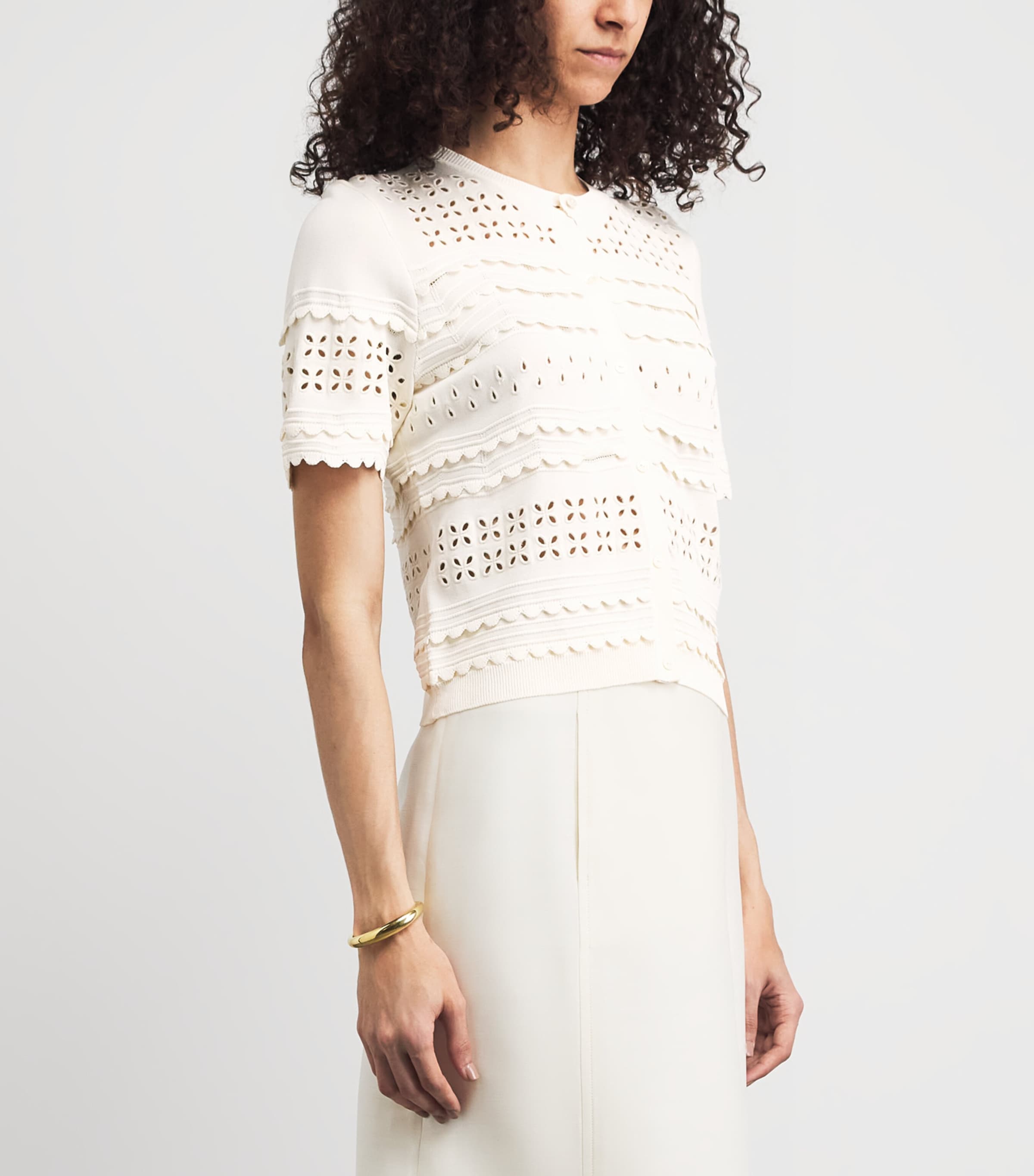 Ulla Johnson Womens Embroidered Abriana Cardigan Cowrie Image 4