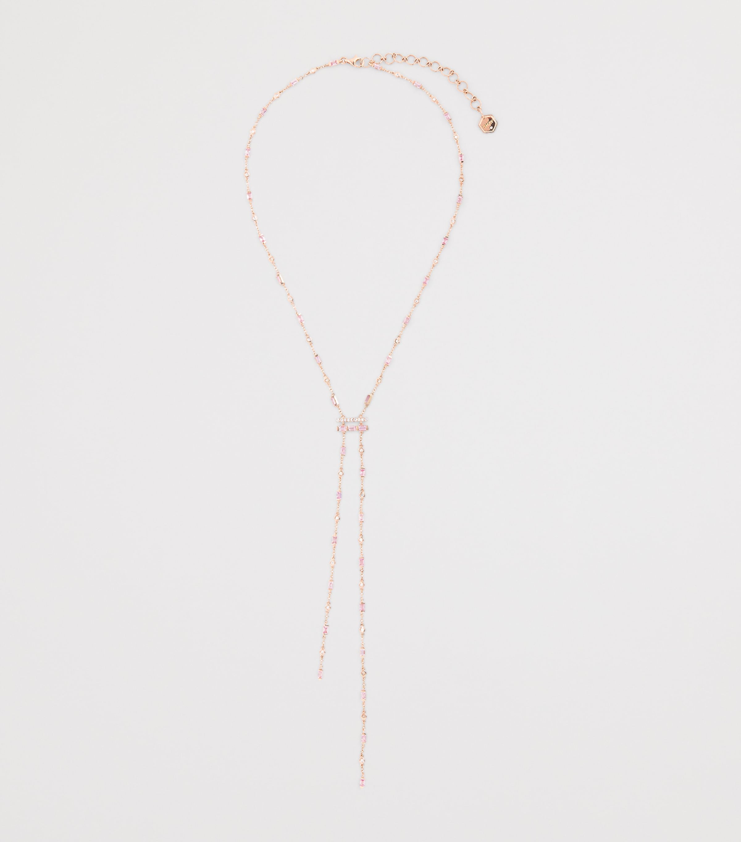 Rose Gold, Diamond and Sapphire Cascade Y Necklace ROSE GOLD Image 3