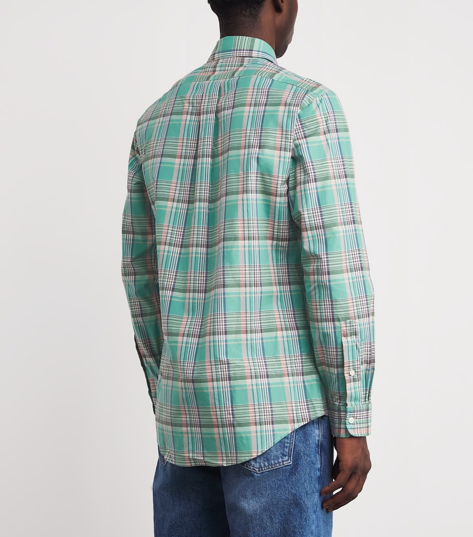 Cotton Check Logo Shirt GREEN PINK Image 4