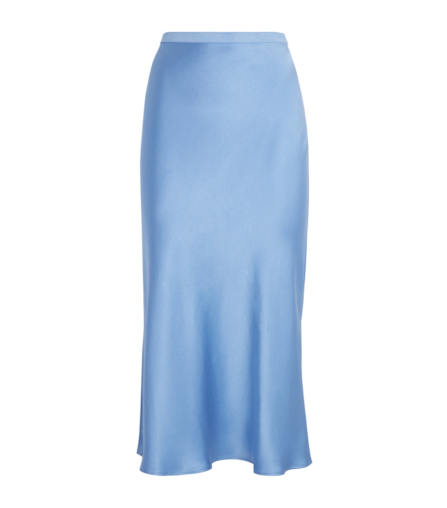 ANINE BING Womens Silk Bar Midi Skirt Blue Image 1