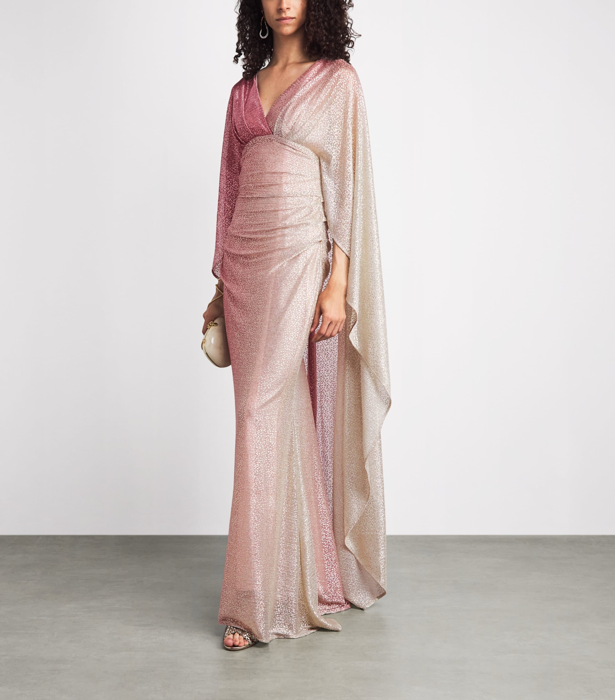 Talbot Runhof Womens Ombré Voile Cape Gown Rose Image 2