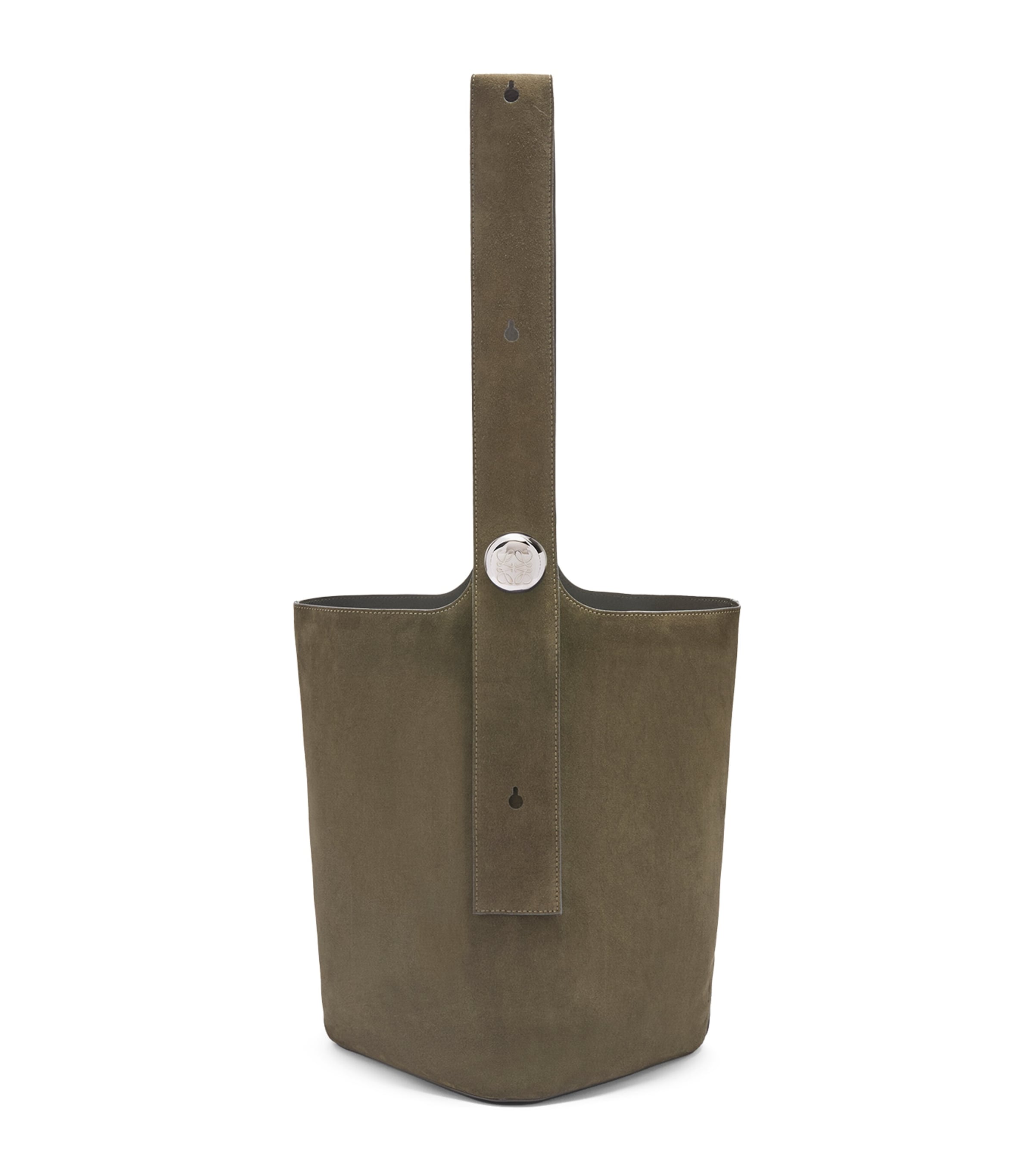 Loewe Large Suede Pebble Bucket Bag In Green