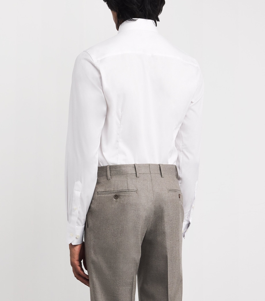 Cotton Signature Twill Geometric-Collar Shirt WHITE GEO Image 4