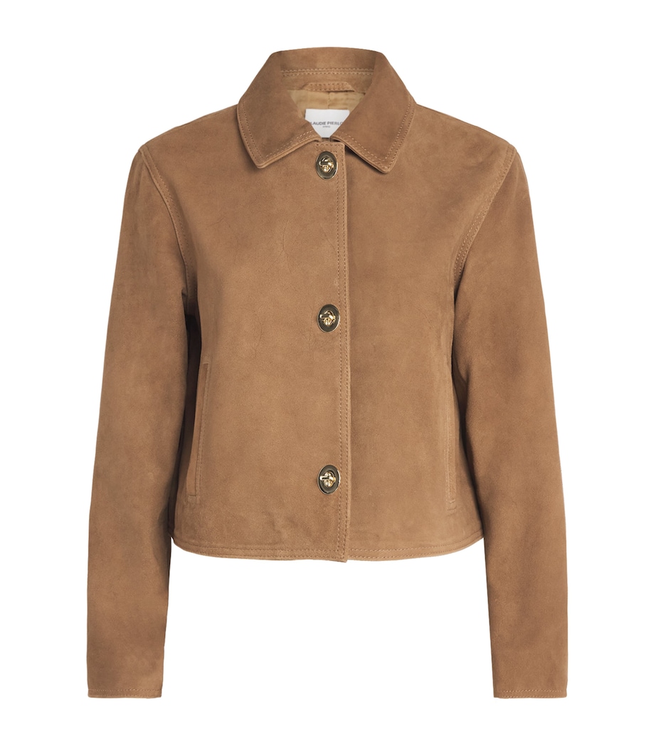 Claudie Pierlot Womens Suede Turnlock Jacket Beige Image 1