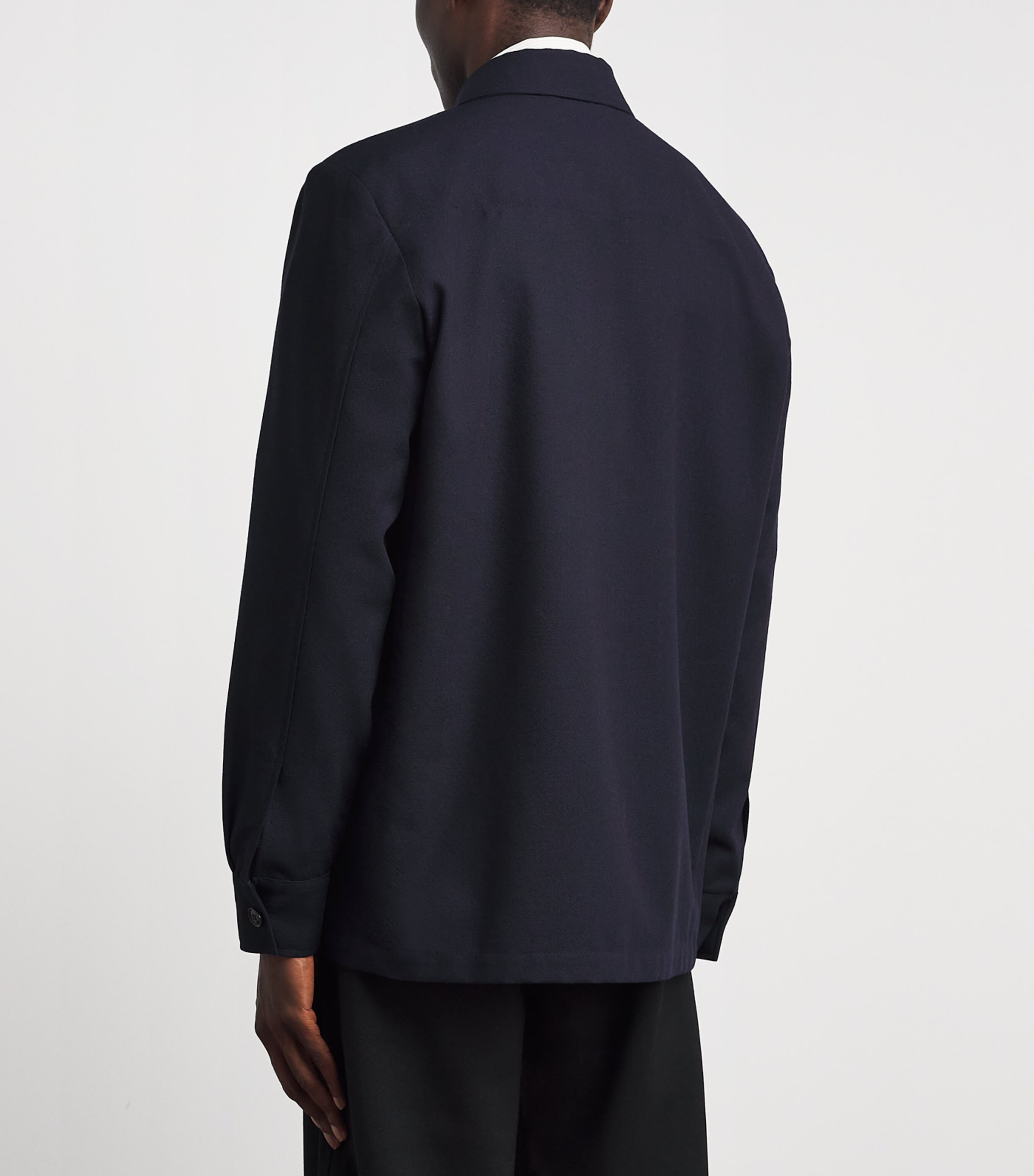 Paul Smith Mens Worsted Wool Overshirt Dark Navy Image 5