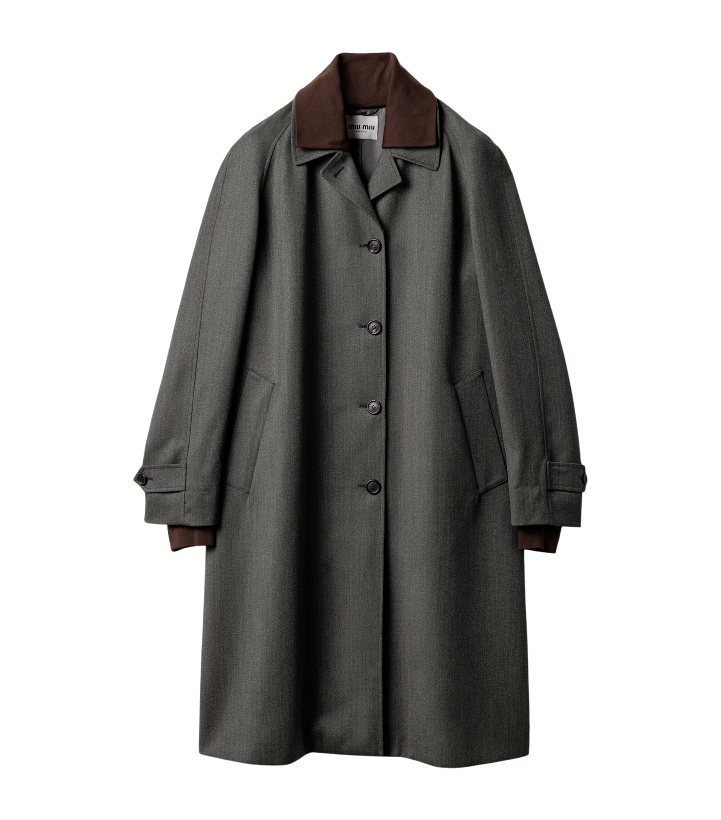 Miu Miu Womens Wool Contrast-Collar Coat Image 1