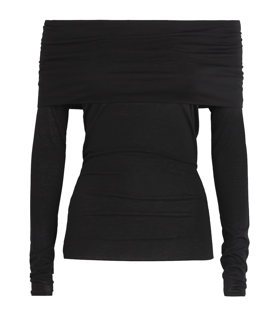 MAX&Co. Womens Knitted Off-The-Shoulder Top Black Image 1