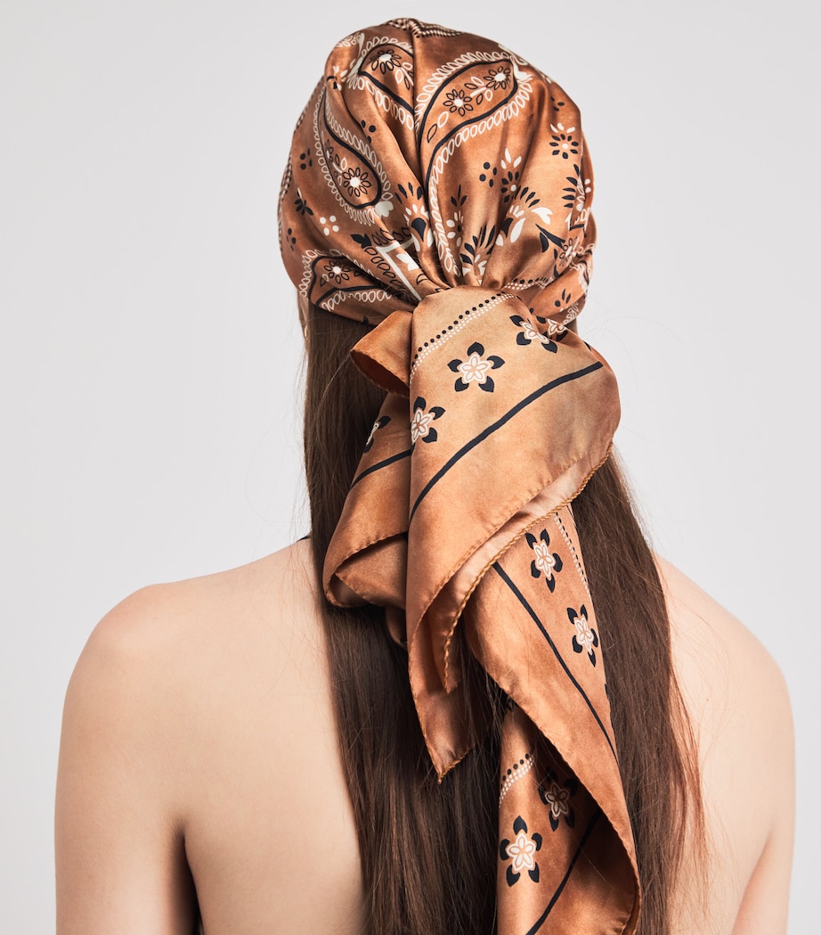 Sandro Paris Silk Bandana Print Scarf Brown / Black Image 2