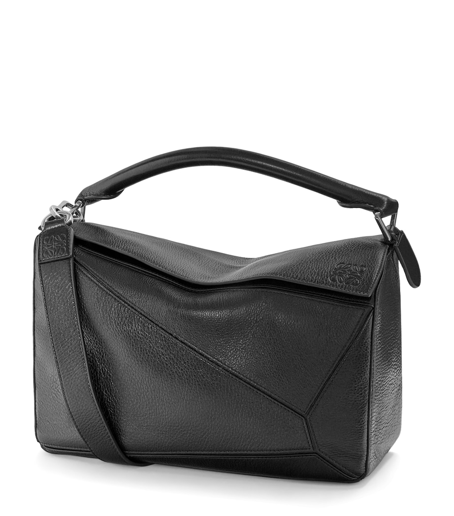 LOEWE Large Leather Puzzle Top-Handle Bag Black Image 1