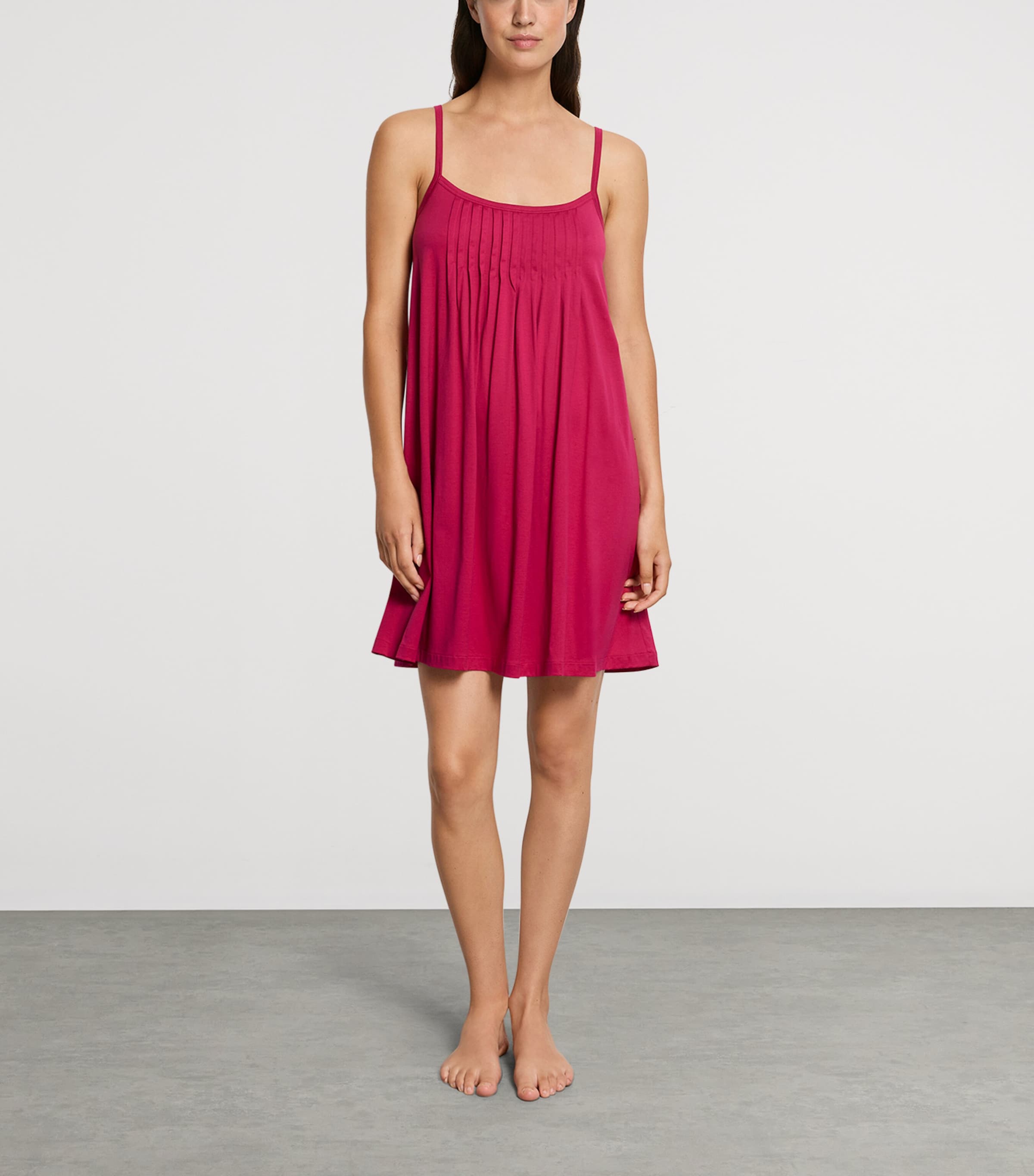Hanro Womens Cotton Juliet Mini Nightdress Light Sangria Image 4