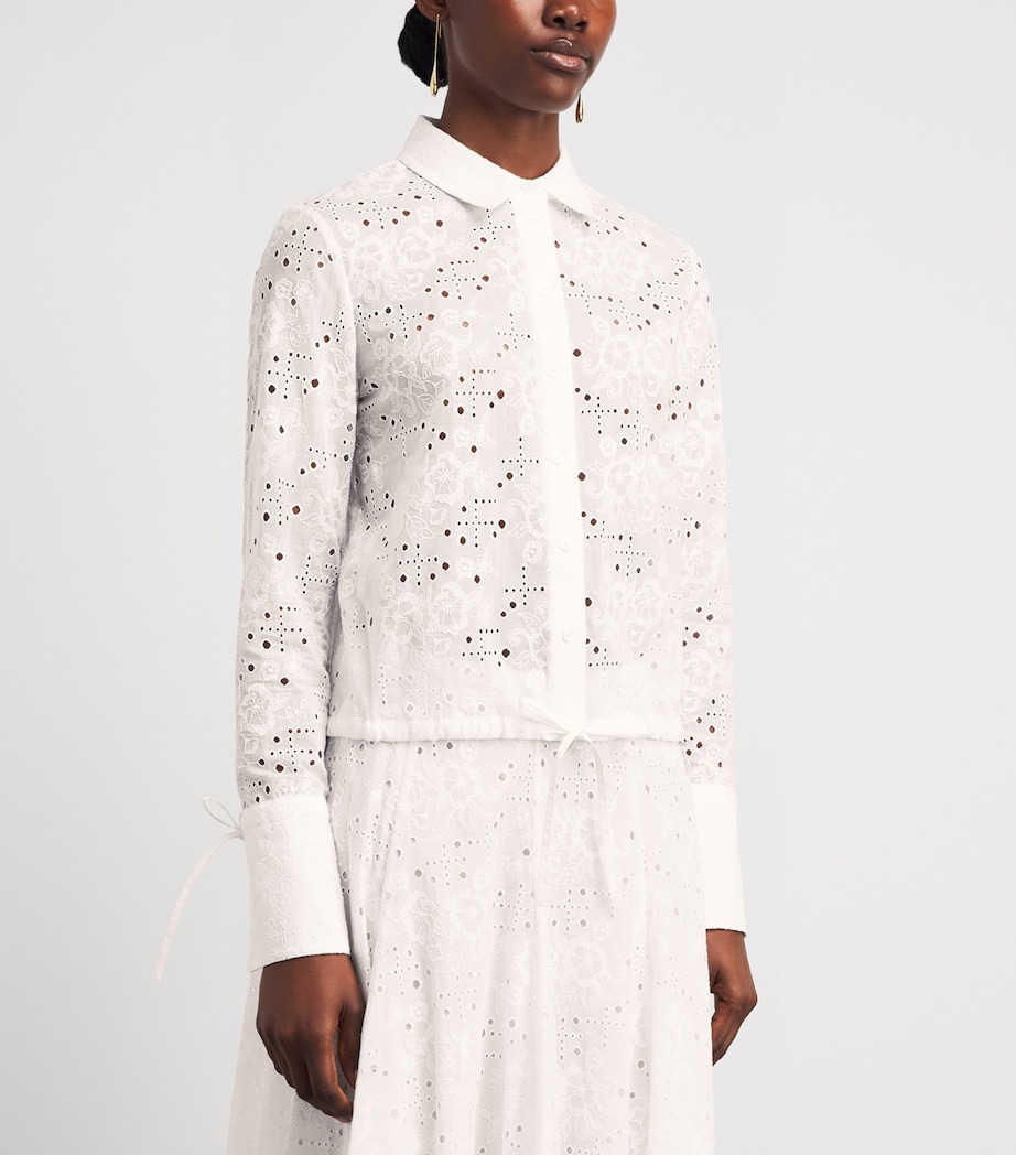 Tory Burch Womens Cotton Eyelet Shirt White Image 4