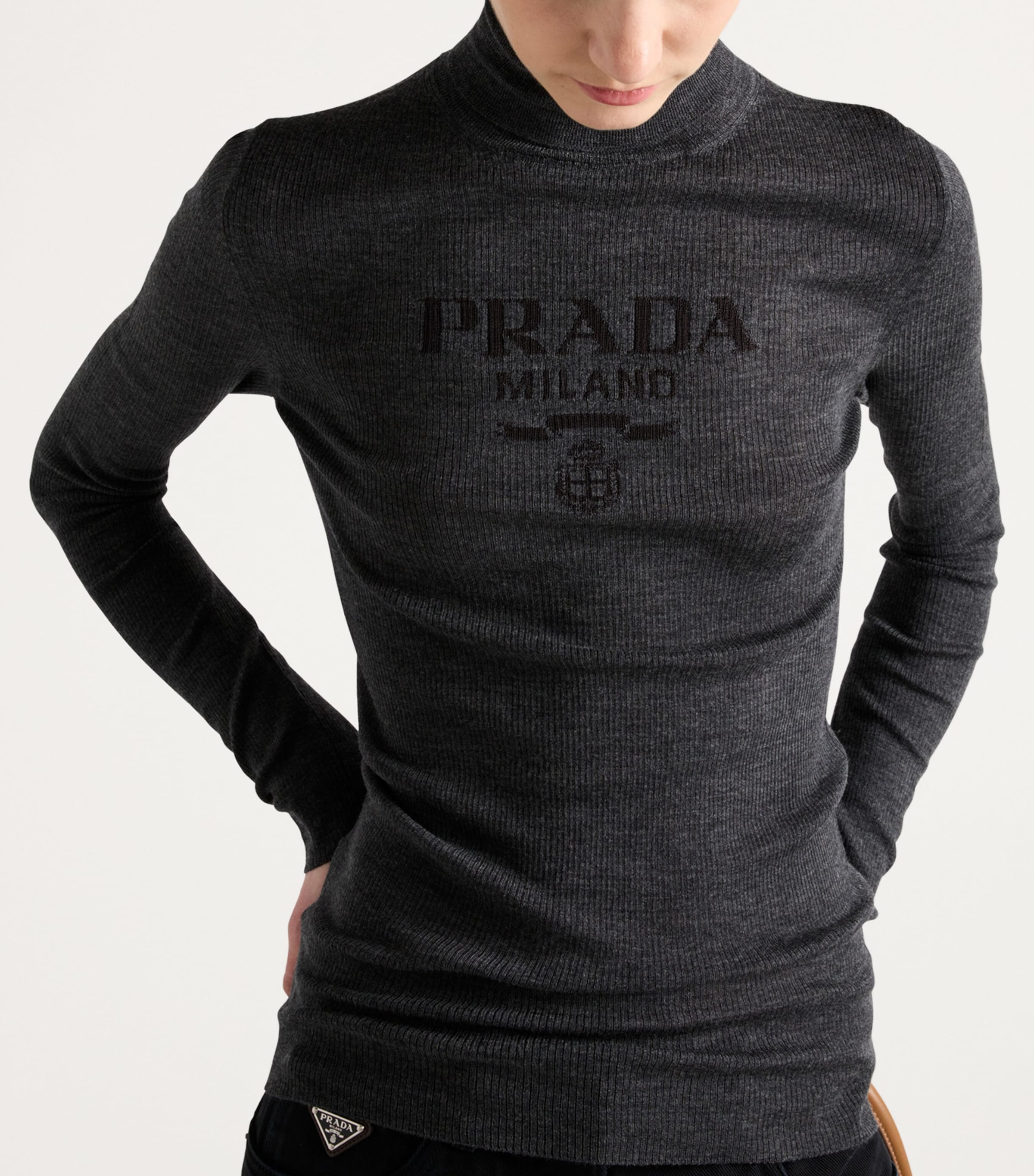 Wool-Blend Logo Rollneck Sweater F0308 Image 3