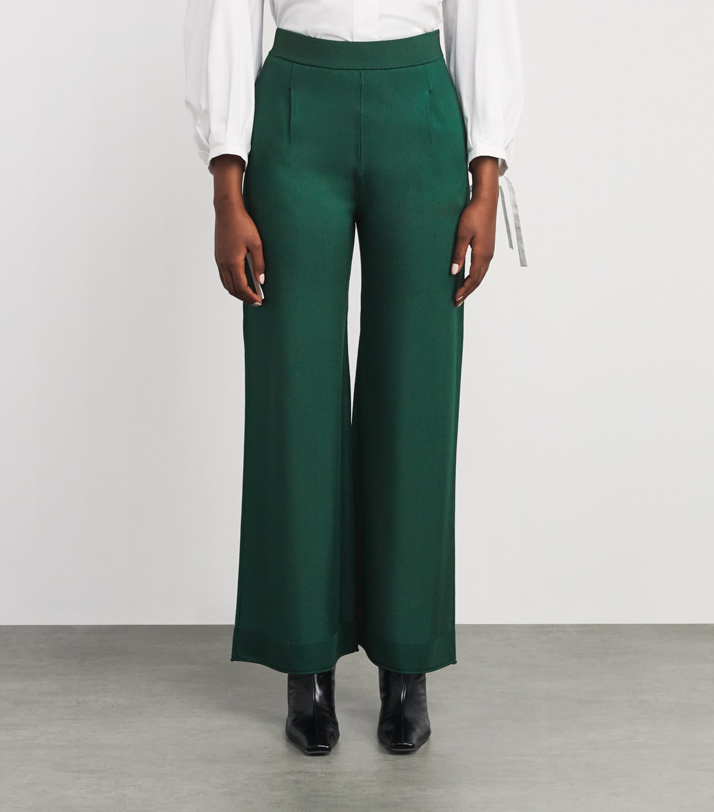 Knitted Wide-Leg Trousers EMERALD Image 3