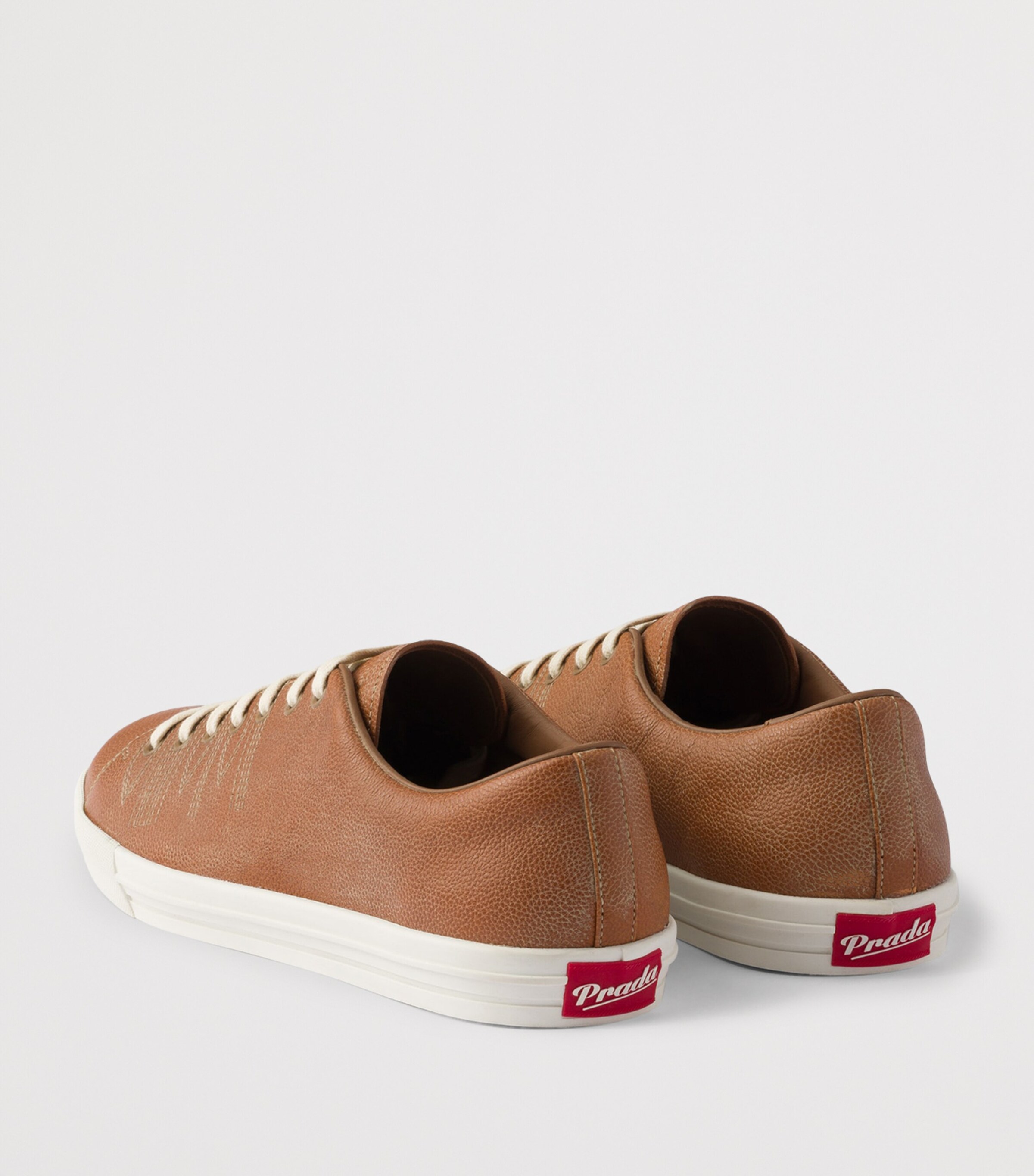 Prada Leather Aged Low-Top Sneakers Image 4