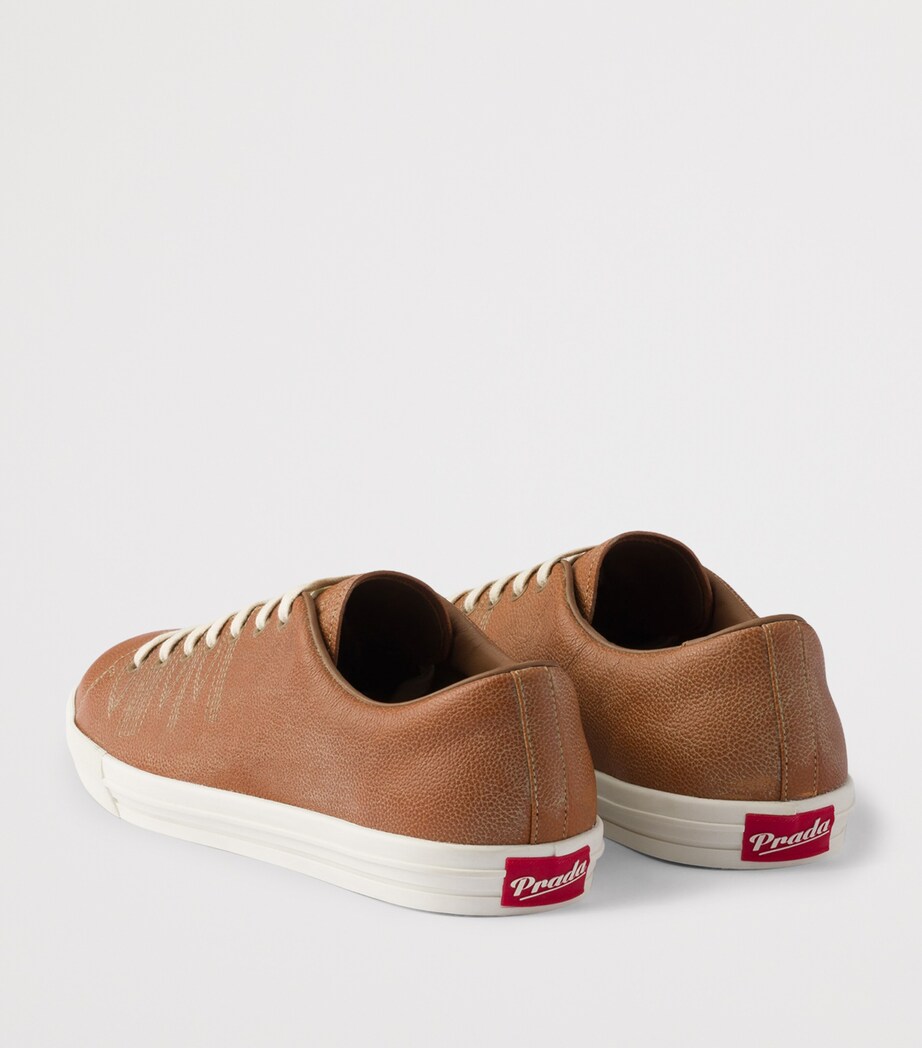 Prada Leather Aged Low-Top Sneakers Image 4