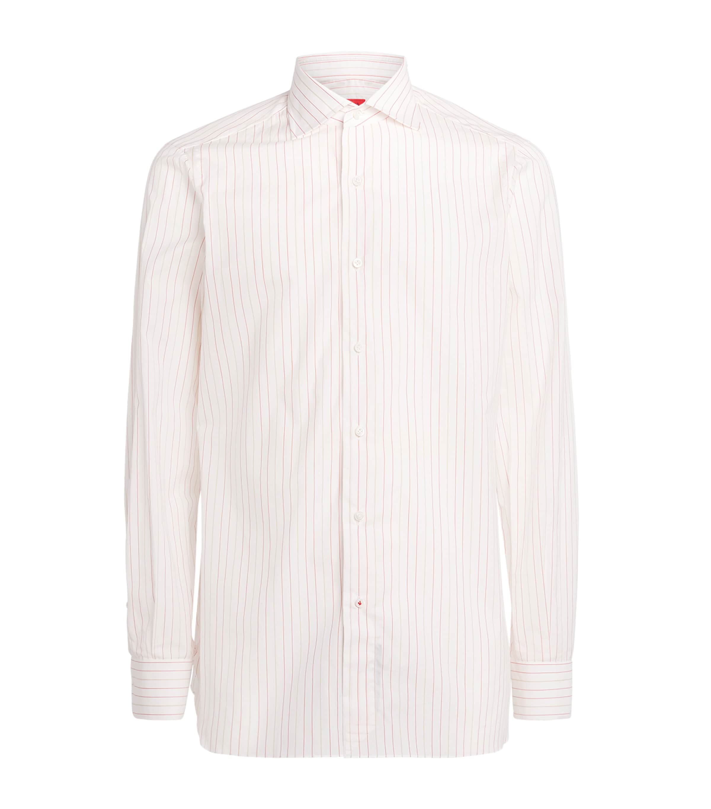 Isaia Mens Cotton Stripe Mix Shirt Image 1
