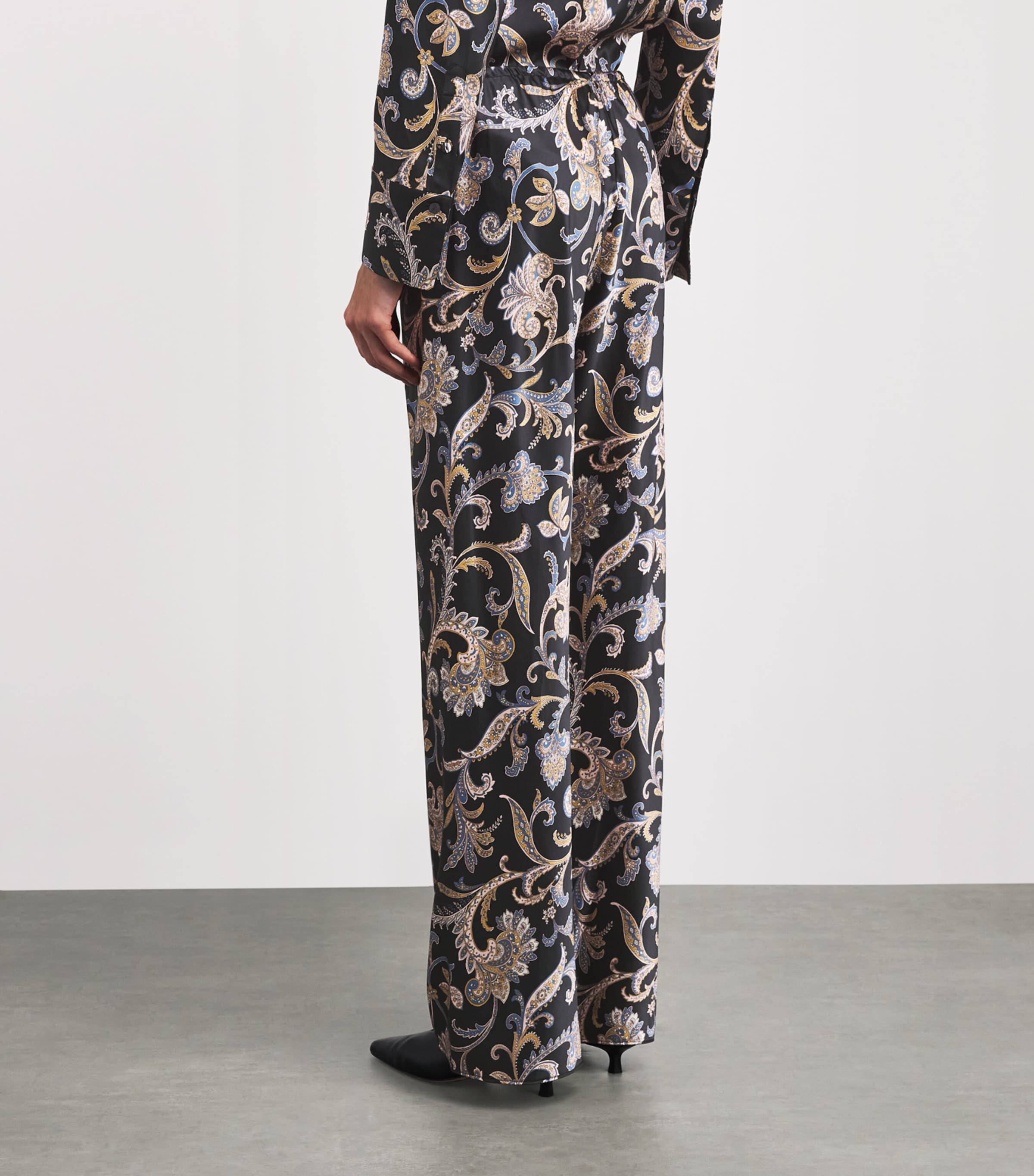 Veronica Beard Womens Silk-Blend Paisley Straight Trousers Black Multi Image 5
