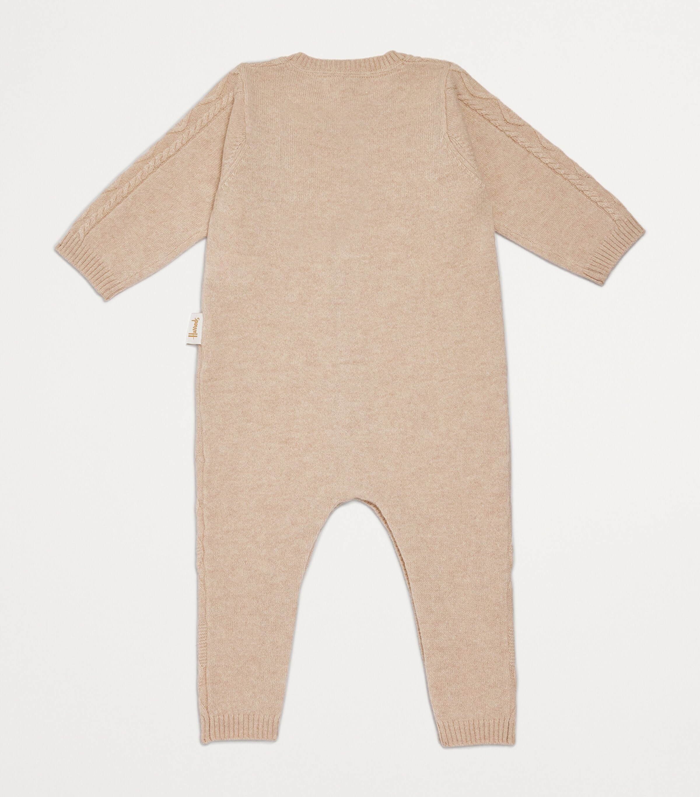 Harrods Cashmere Cable-Knit All-In-One (0-24 Months) Beige Image 2