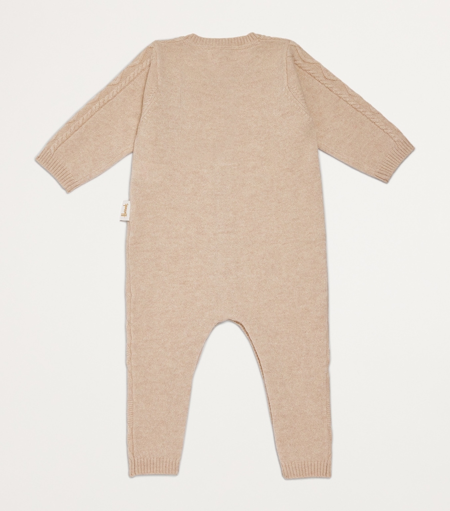 Harrods Cashmere Cable-Knit All-In-One (0-24 Months) Beige Image 2