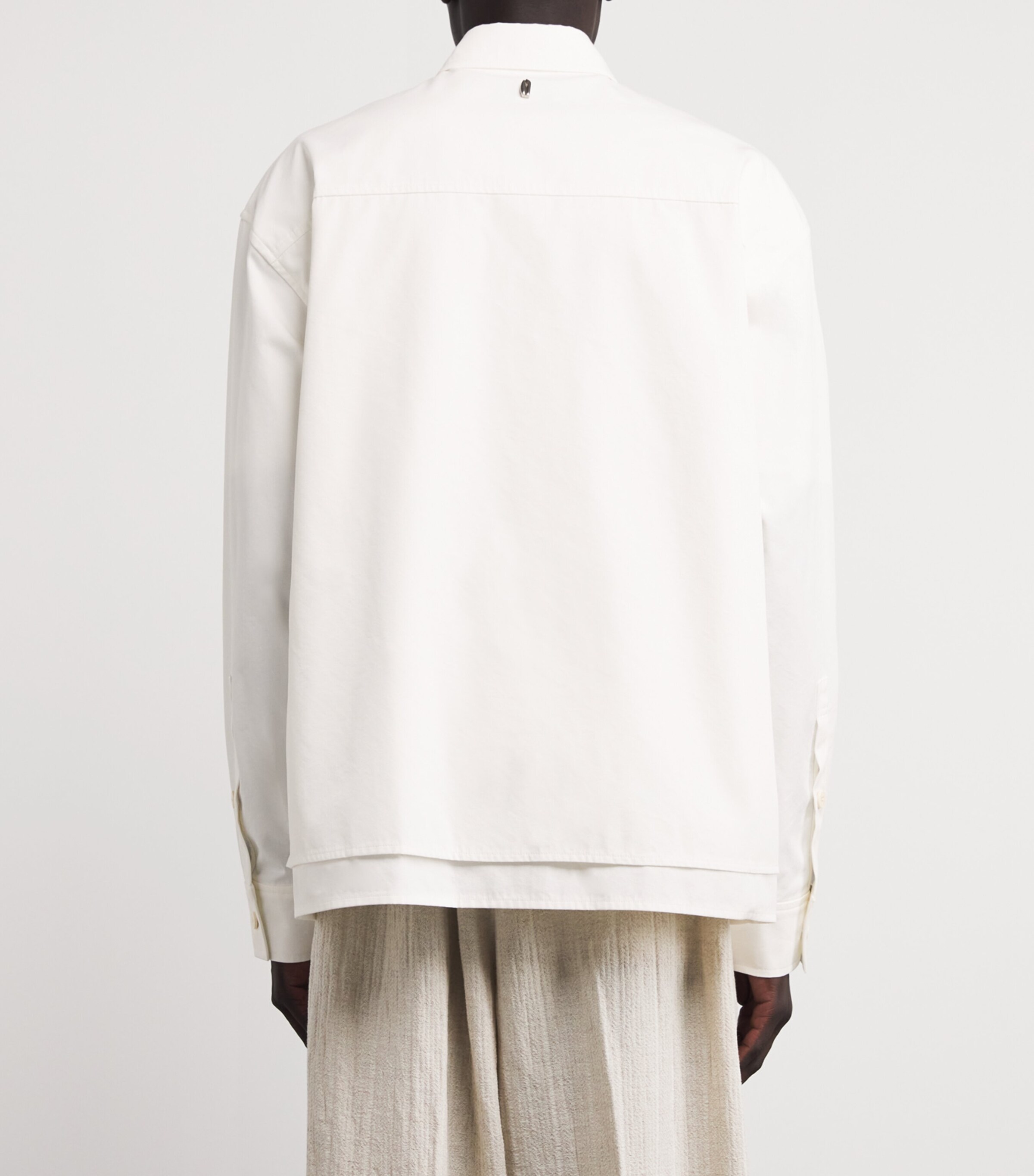Le 17 Septembre Mens Cotton-Blend Double-Layered Shirt White Image 4