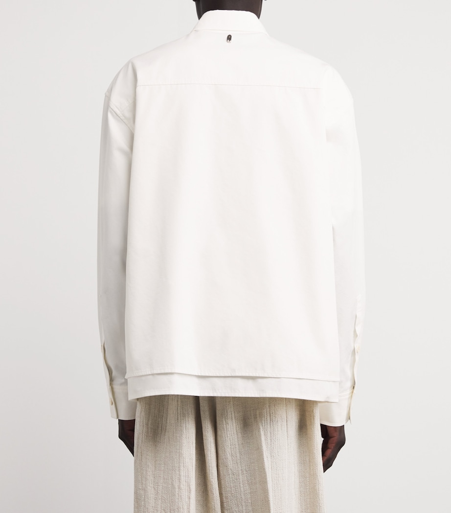 Cotton-Blend Double-Layered Shirt WHITE Image 4