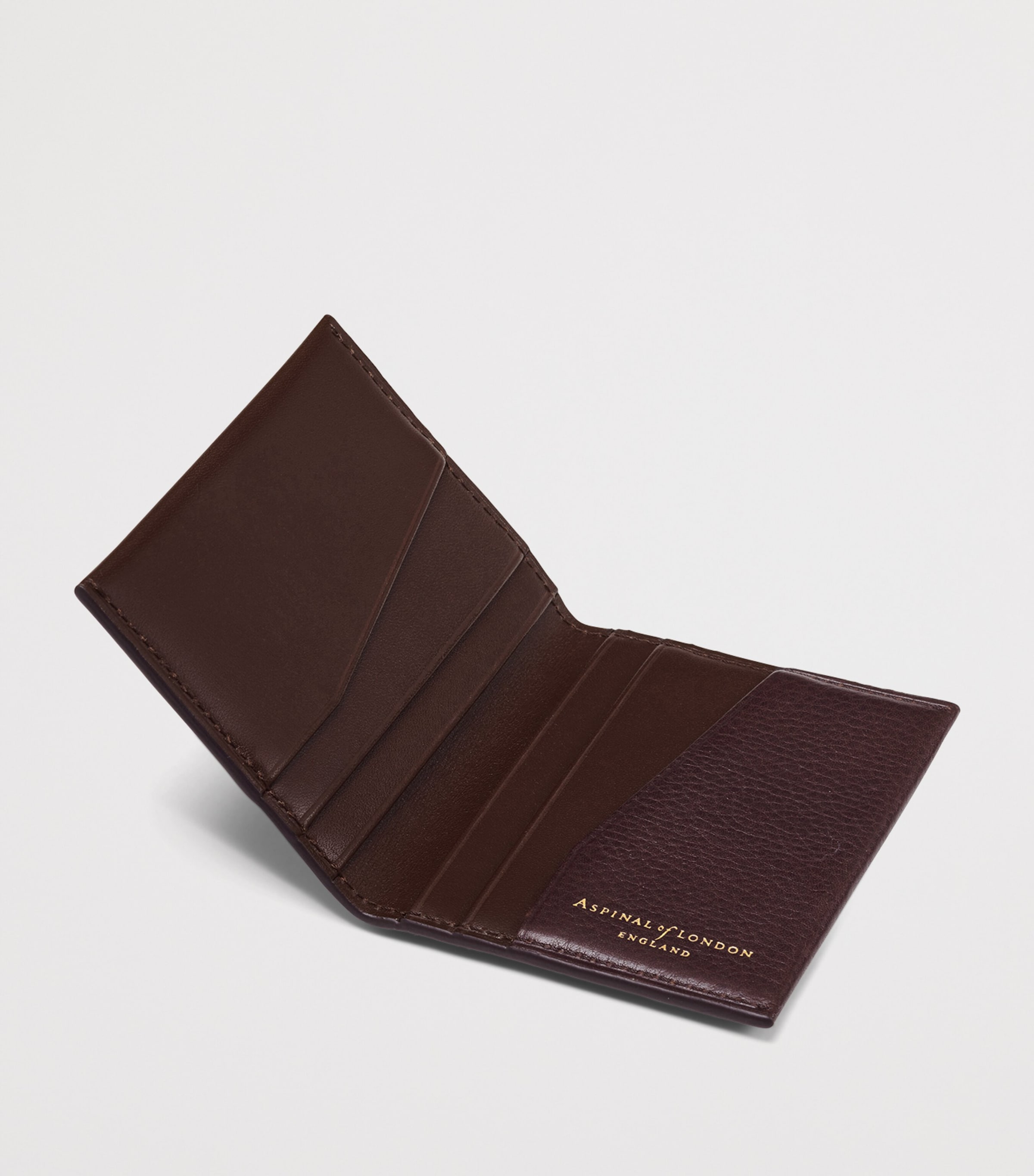 Aspinal Of London Grained Leather Shield Bifold Wallet Conker Image 3