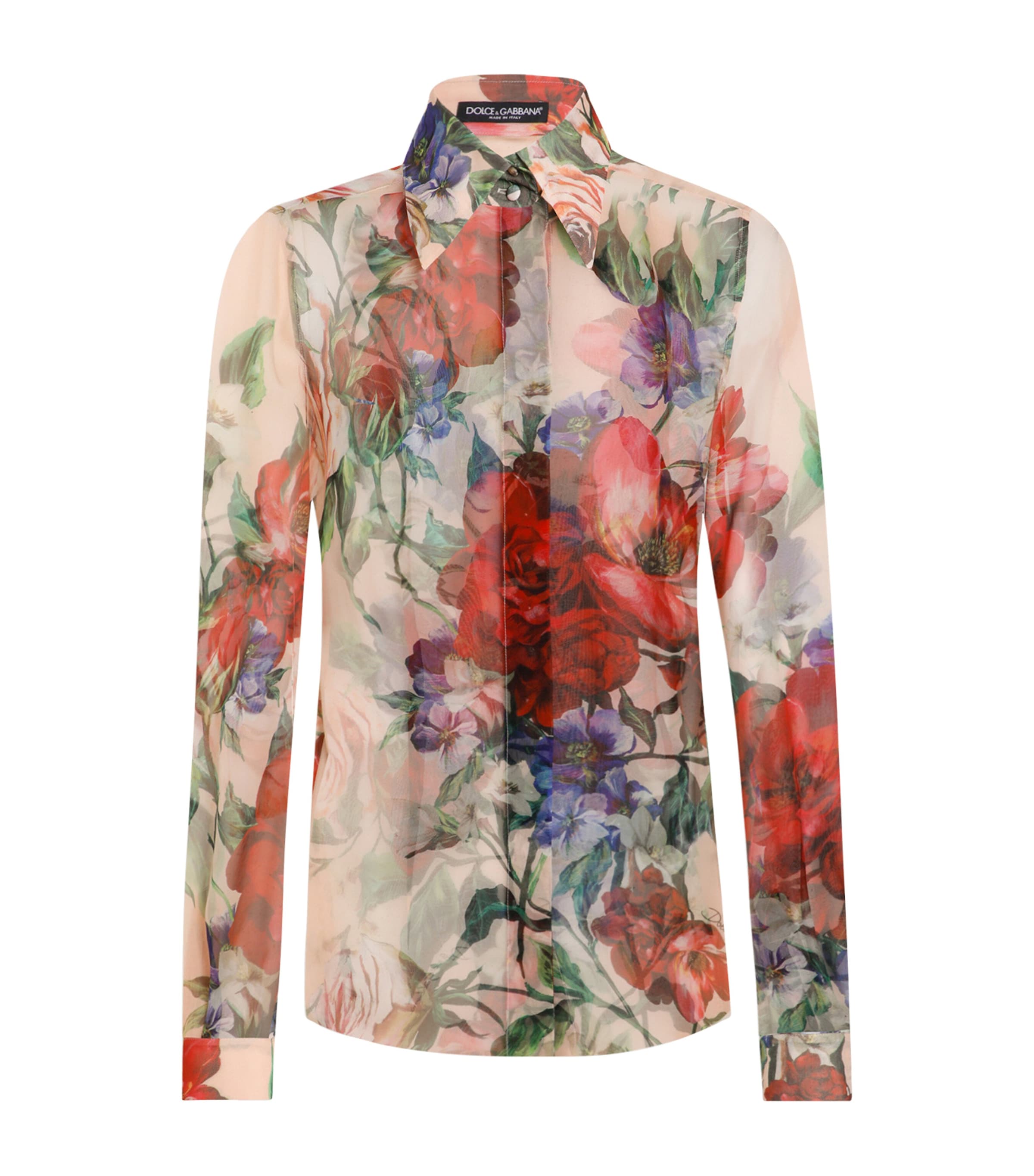 Dolce & Gabbana Silk Chiffon Floral Shirt