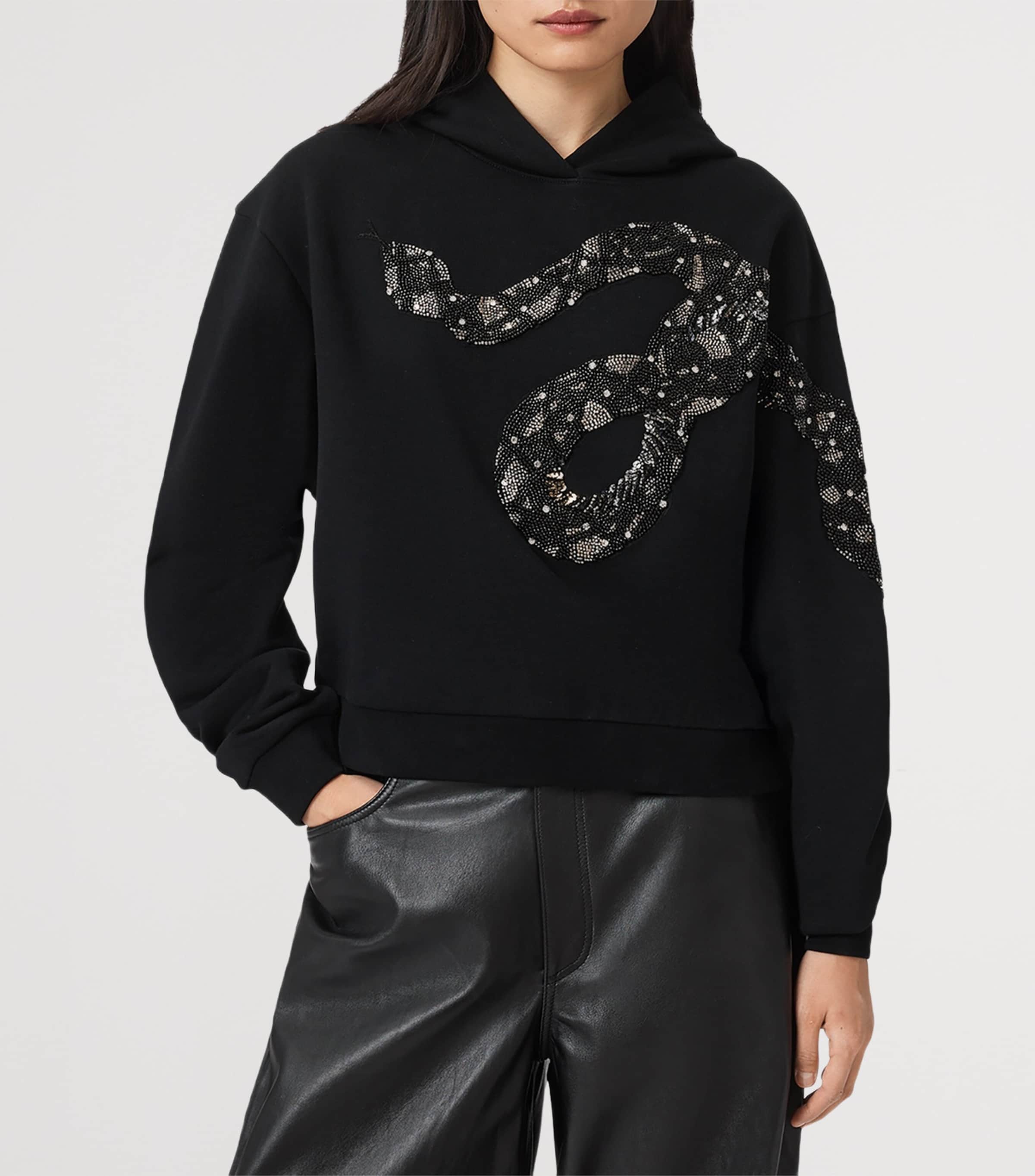 Cotton Embellished Pippa Hoodie BLACK Image 4