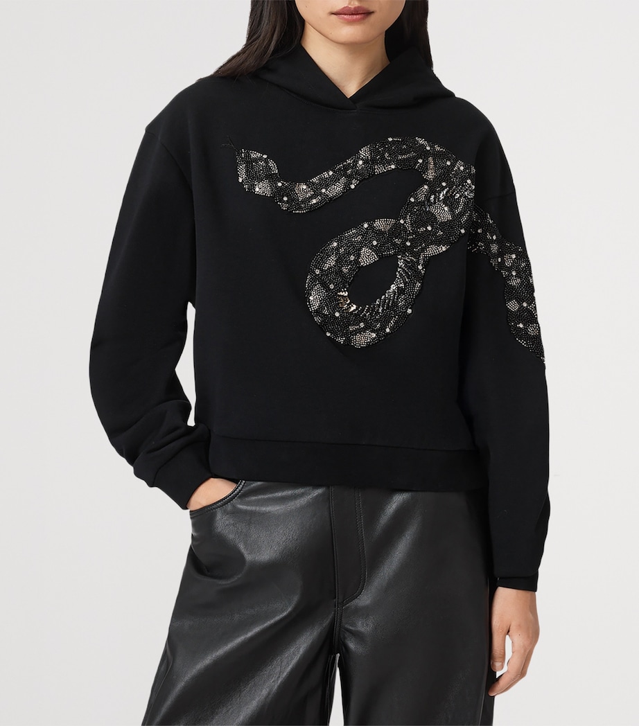 Cotton Embellished Pippa Hoodie BLACK Image 4