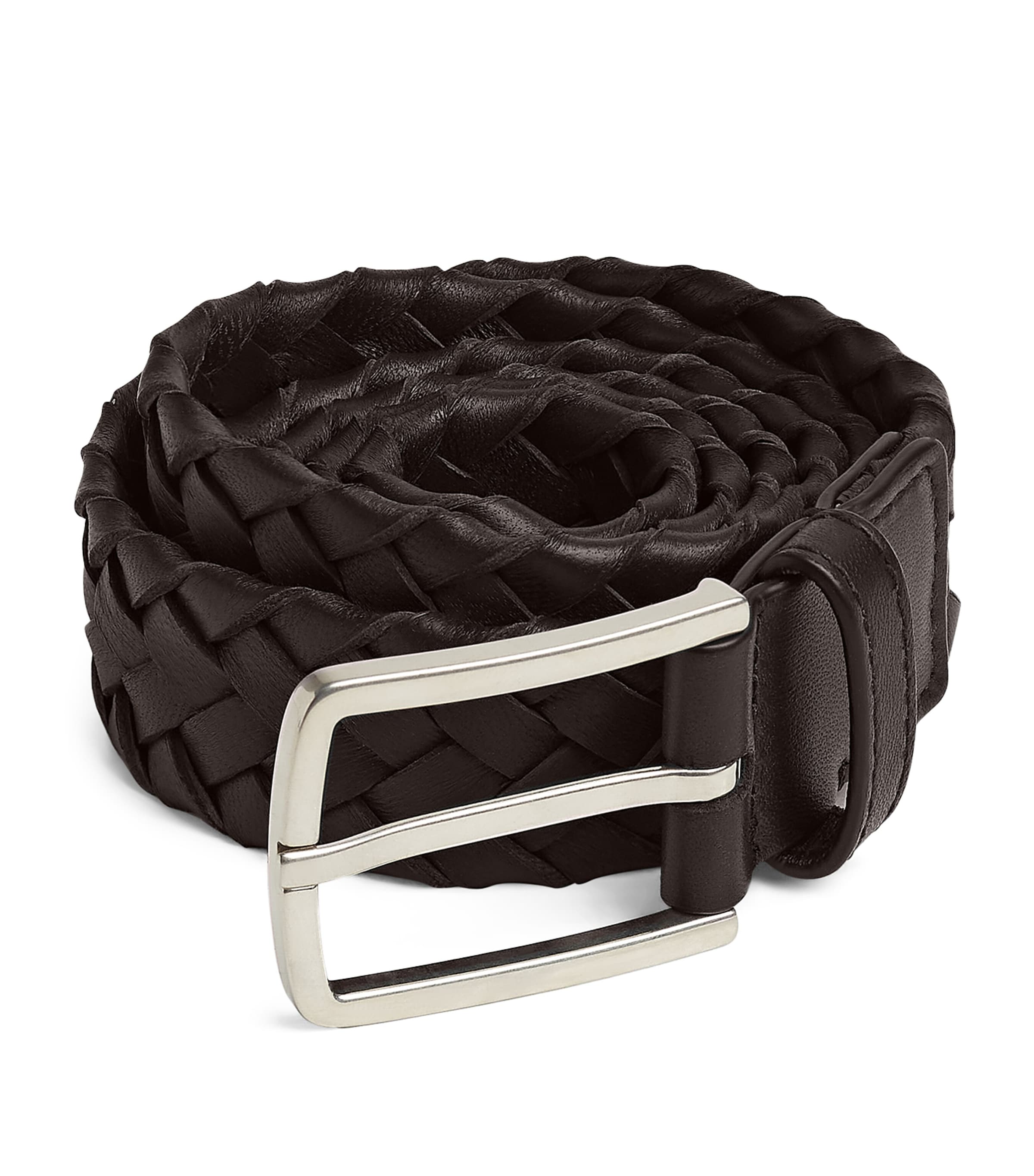 Bottega Veneta Intreccio Belt In Brown