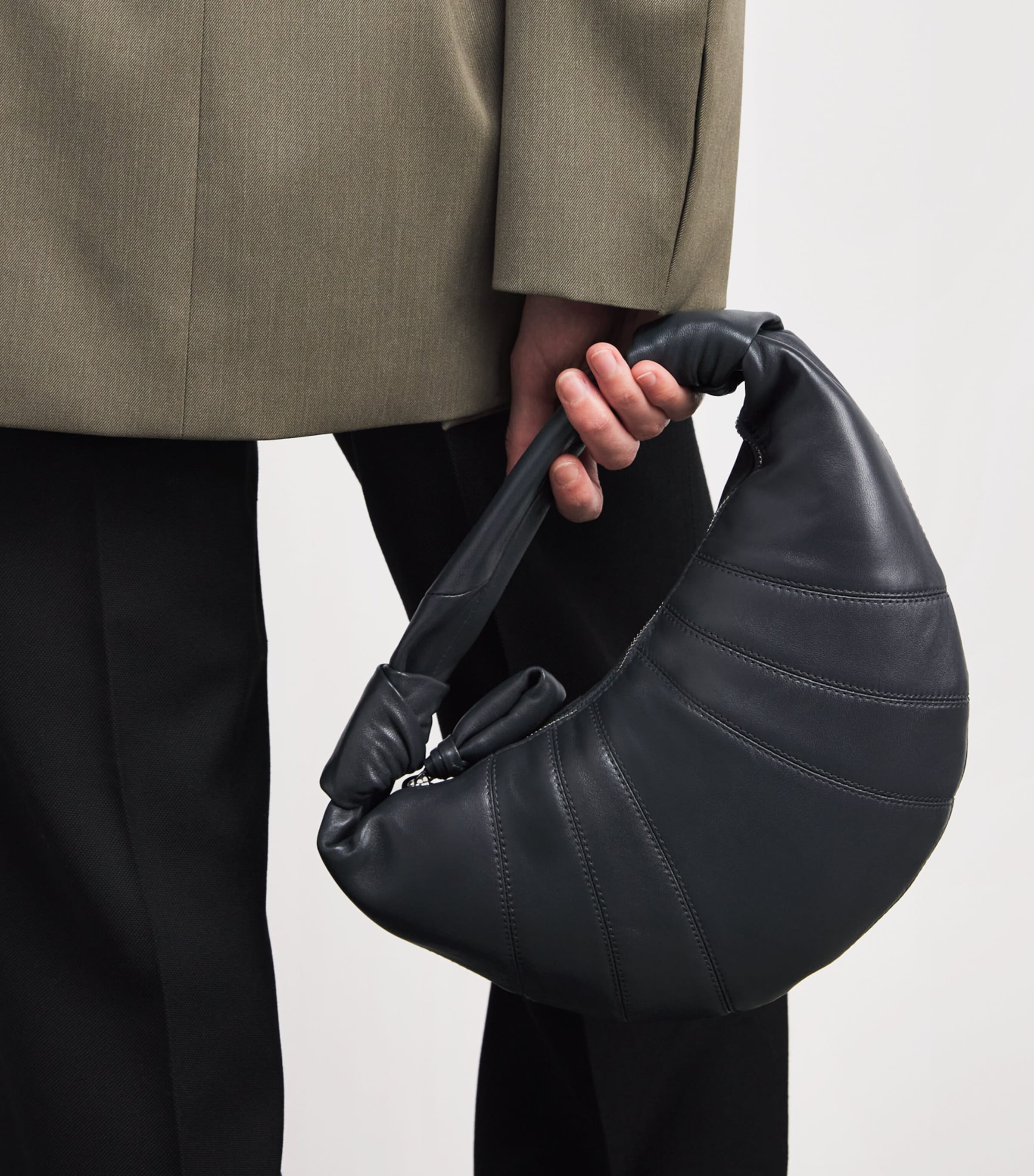 Mini Leather Croissant Shoulder Bag BL003 GRANITE BLUE Image 2