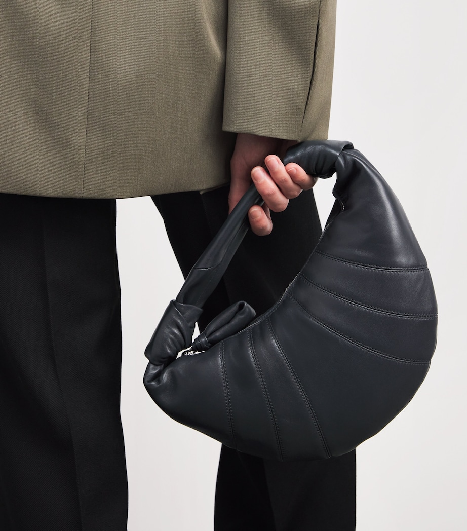 Mini Leather Croissant Shoulder Bag BL003 GRANITE BLUE Image 2