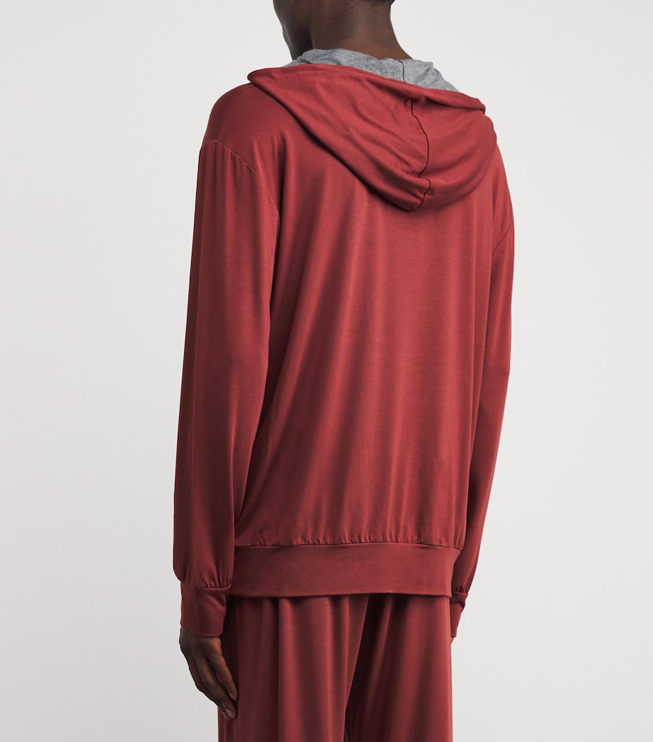 Contrast-Trim Rippley Hoodie CLAG-CLY/MID GREY Image 4