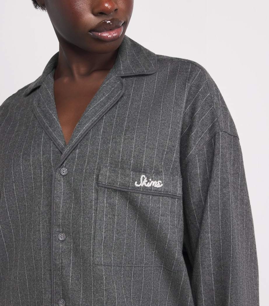 Flannel Pinstripe Long-Sleeve Pyjama Set HEATHER GREY STRIPE Image 6