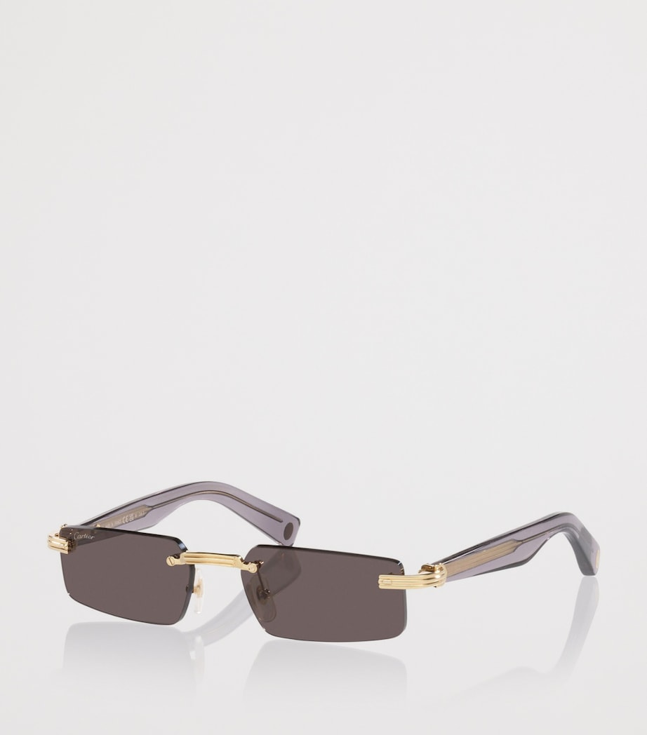Cartier Narrow Rectangle Sunglasses Gold Image 2